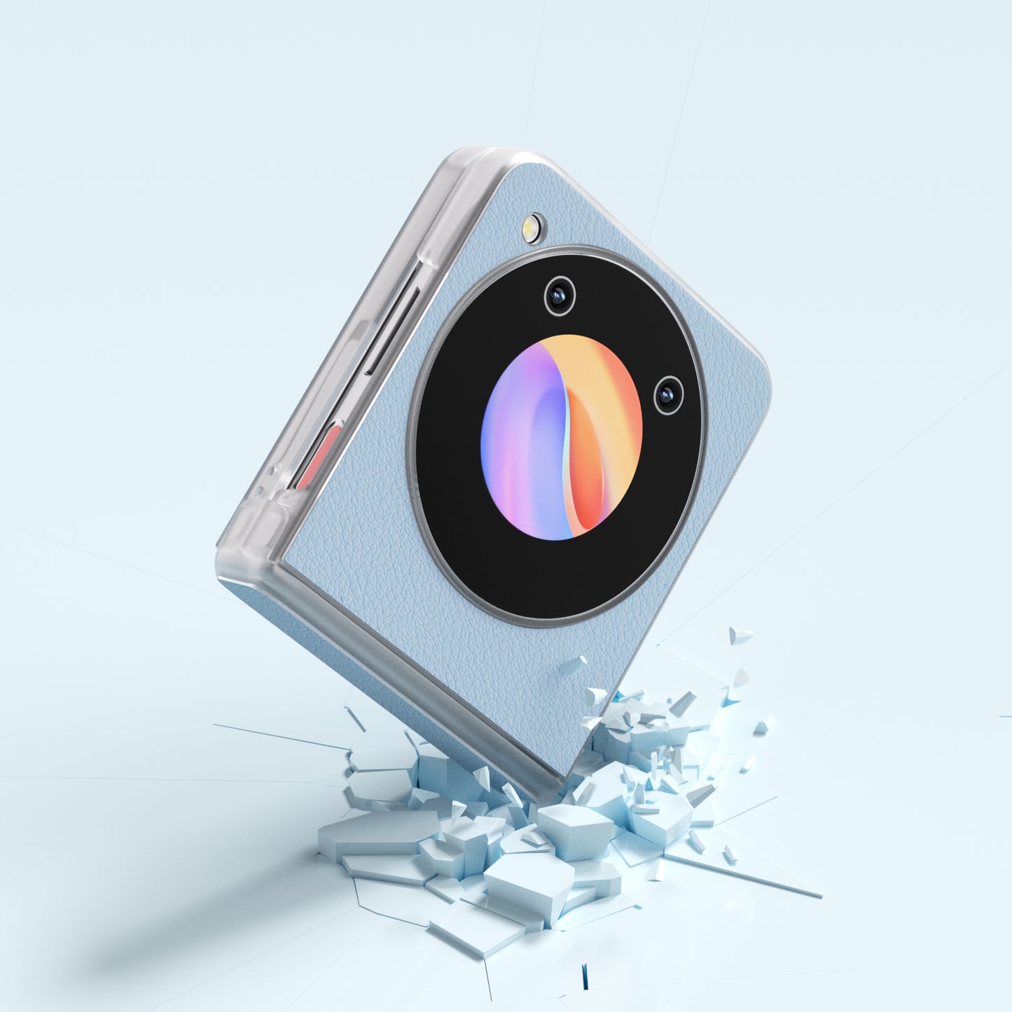 ABEEL For ZTE nubia Flip 5G Phone Case Genuine Cow Leather Coated PC Cover Matte Clear Edge - Blue