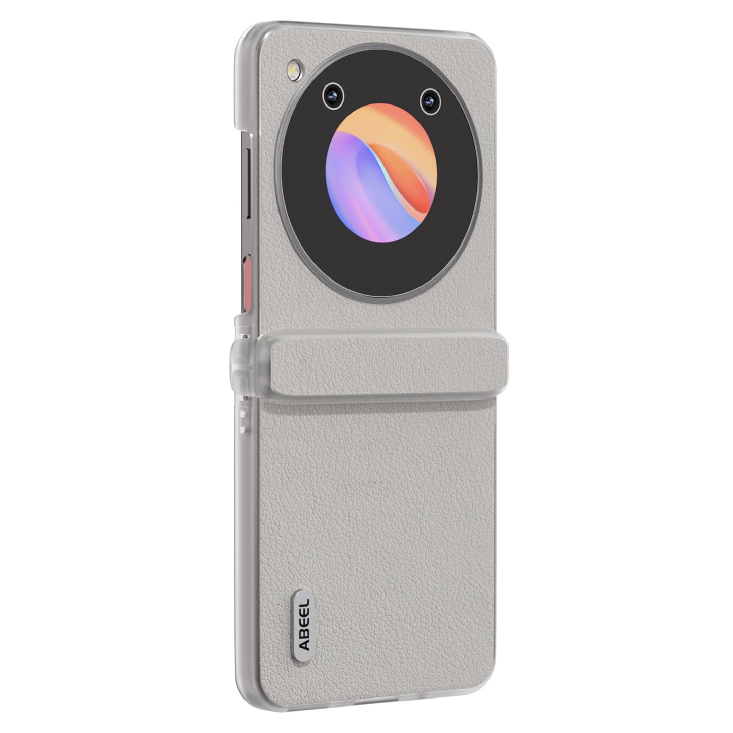 ABEEL For ZTE nubia Flip 5G Phone Case Genuine Cow Leather Coated PC Cover Matte Clear Edge - Grey