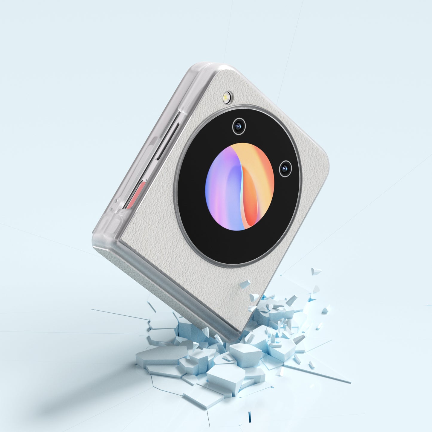 ABEEL For ZTE nubia Flip 5G Phone Case Genuine Cow Leather Coated PC Cover Matte Clear Edge - Grey