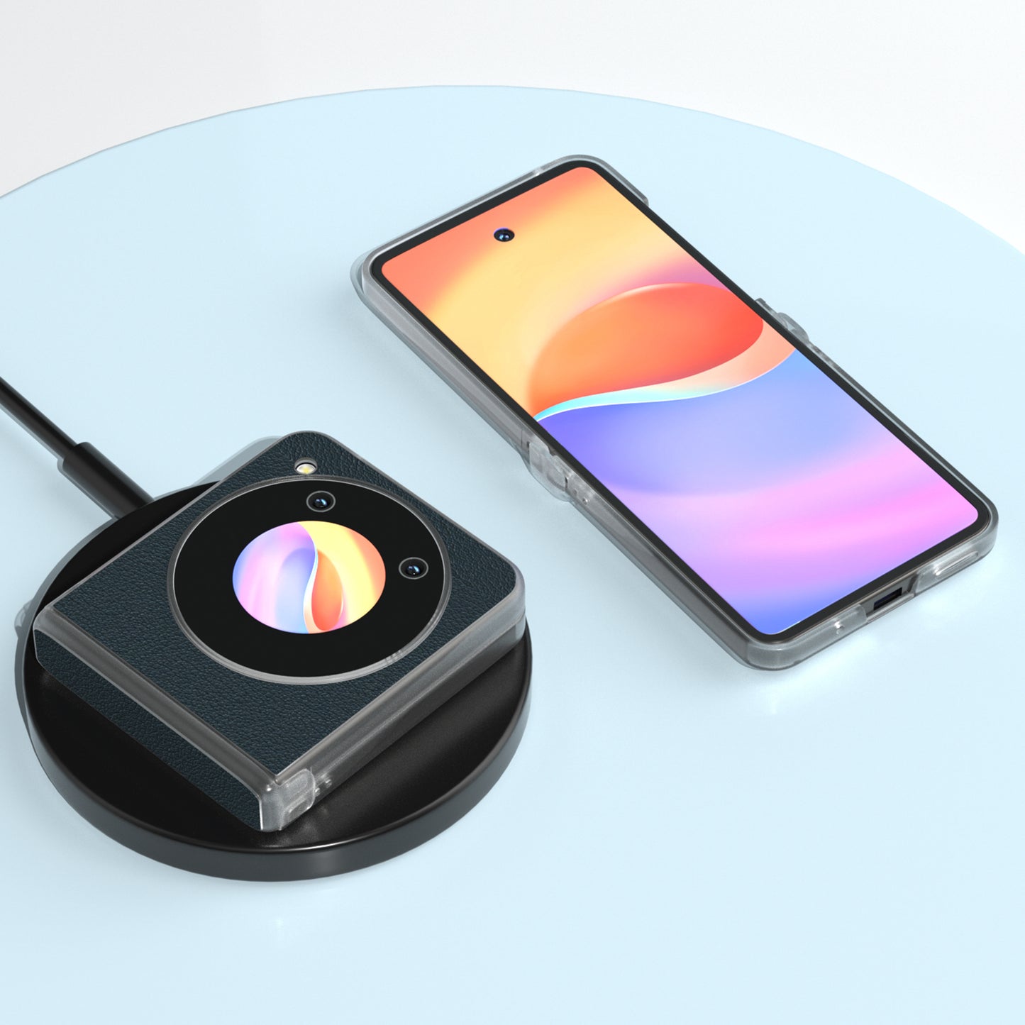 ABEEL For ZTE nubia Flip 5G Phone Case Genuine Cow Leather Coated PC Cover Matte Clear Edge - Dark Green