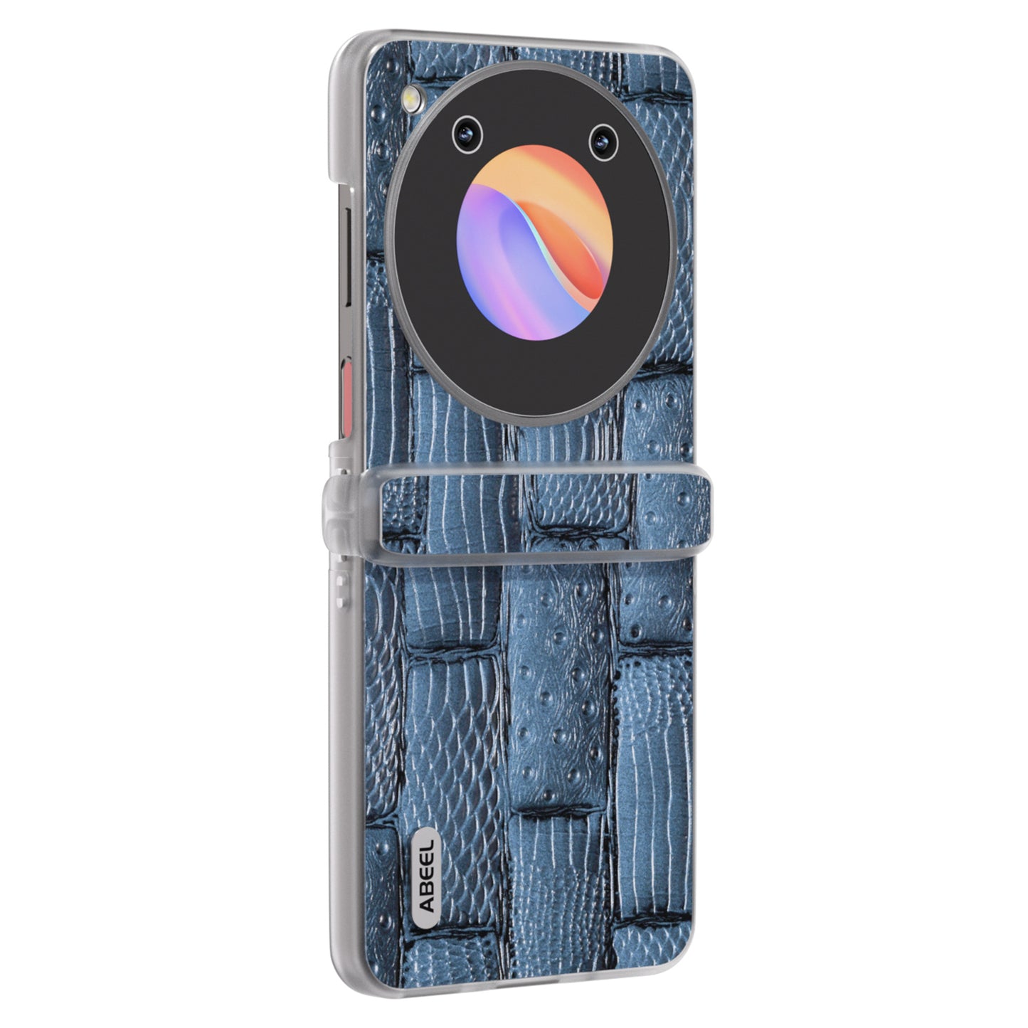 ABEEL For ZTE nubia Flip 5G Phone Case Matte Edge Mahjong Texture Genuine Cow Leather+PC Slim Cover - Blue