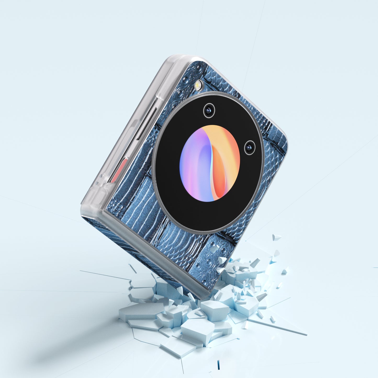 ABEEL For ZTE nubia Flip 5G Phone Case Matte Edge Mahjong Texture Genuine Cow Leather+PC Slim Cover - Blue