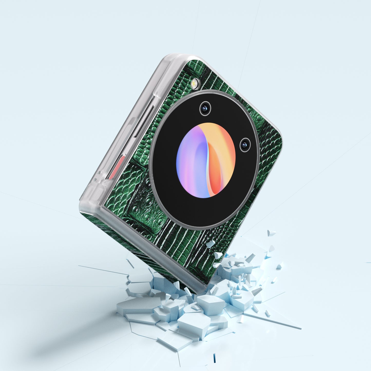 ABEEL For ZTE nubia Flip 5G Phone Case Matte Edge Mahjong Texture Genuine Cow Leather+PC Slim Cover - Green