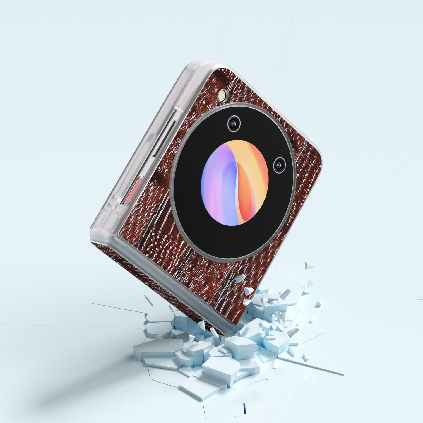 ABEEL For ZTE nubia Flip 5G Phone Case Matte Edge Mahjong Texture Genuine Cow Leather+PC Slim Cover - Brown