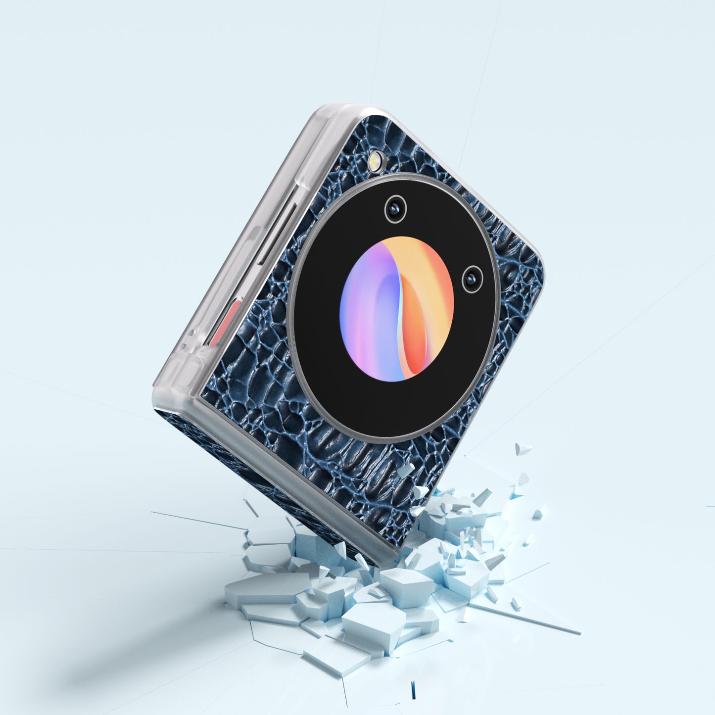 ABEEL For ZTE nubia Flip 5G Case Matte Clear Edge Canopy Texture Genuine Cow Leather Phone Cover - Blue