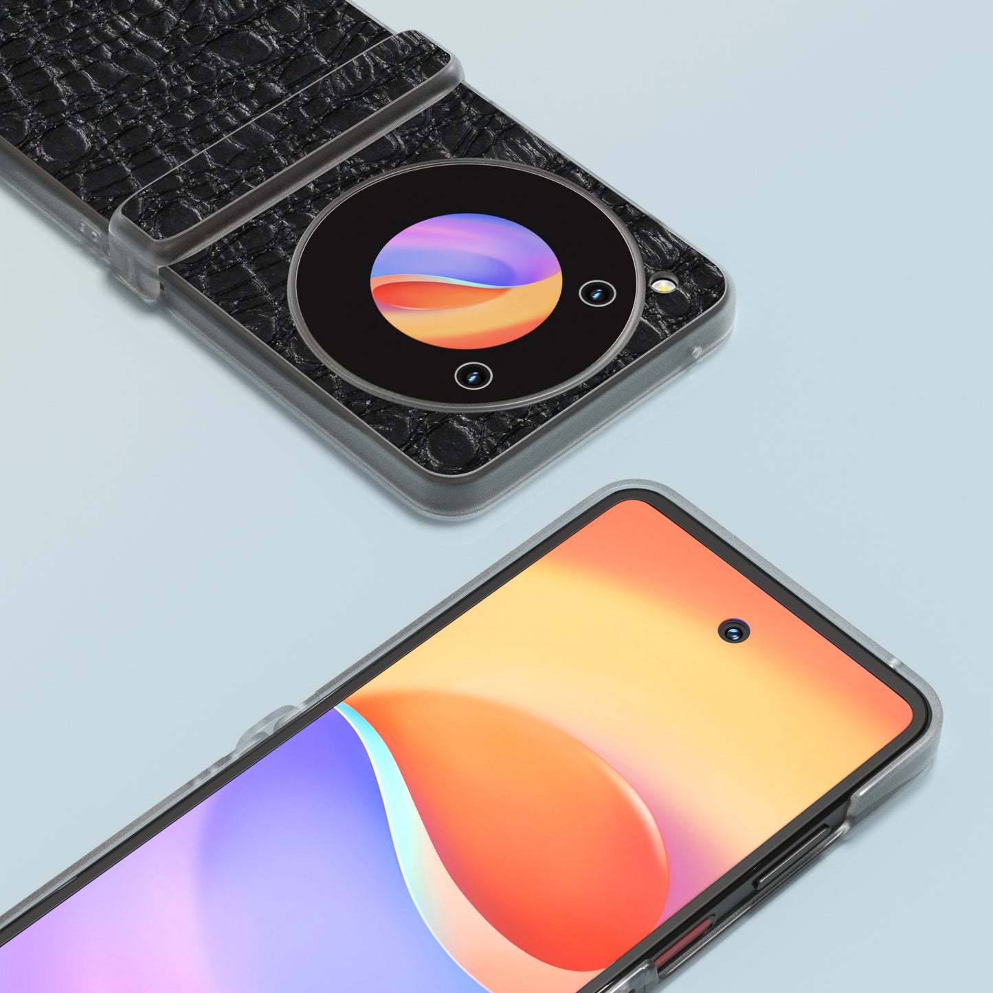 ABEEL For ZTE nubia Flip 5G Case Matte Clear Edge Canopy Texture Genuine Cow Leather Phone Cover - Black