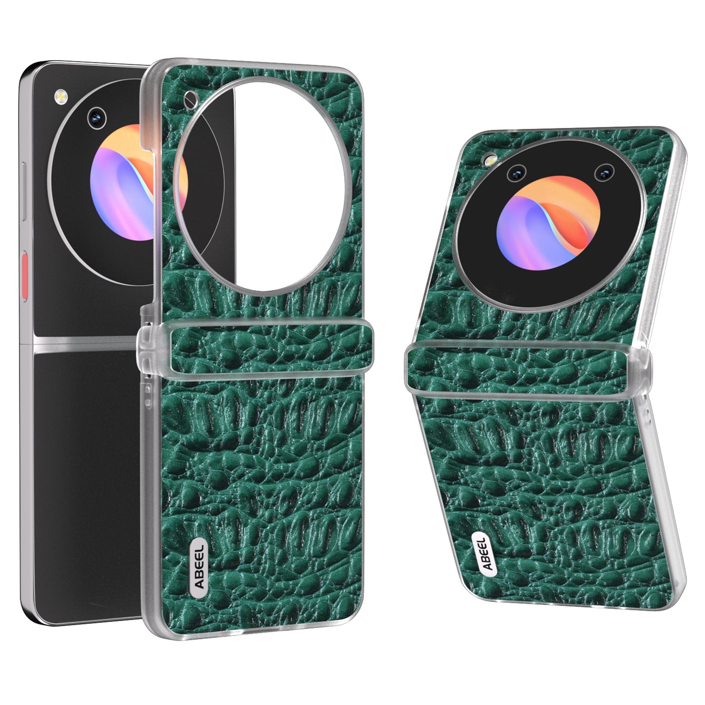 ABEEL For ZTE nubia Flip 5G Case Matte Clear Edge Canopy Texture Genuine Cow Leather Phone Cover - Green