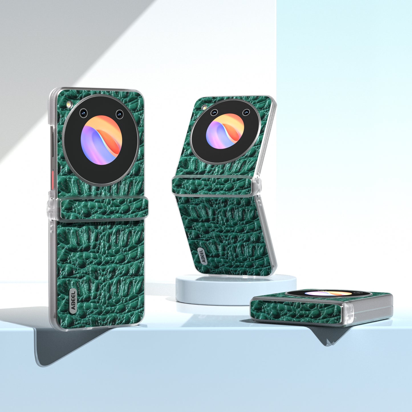 ABEEL For ZTE nubia Flip 5G Case Matte Clear Edge Canopy Texture Genuine Cow Leather Phone Cover - Green