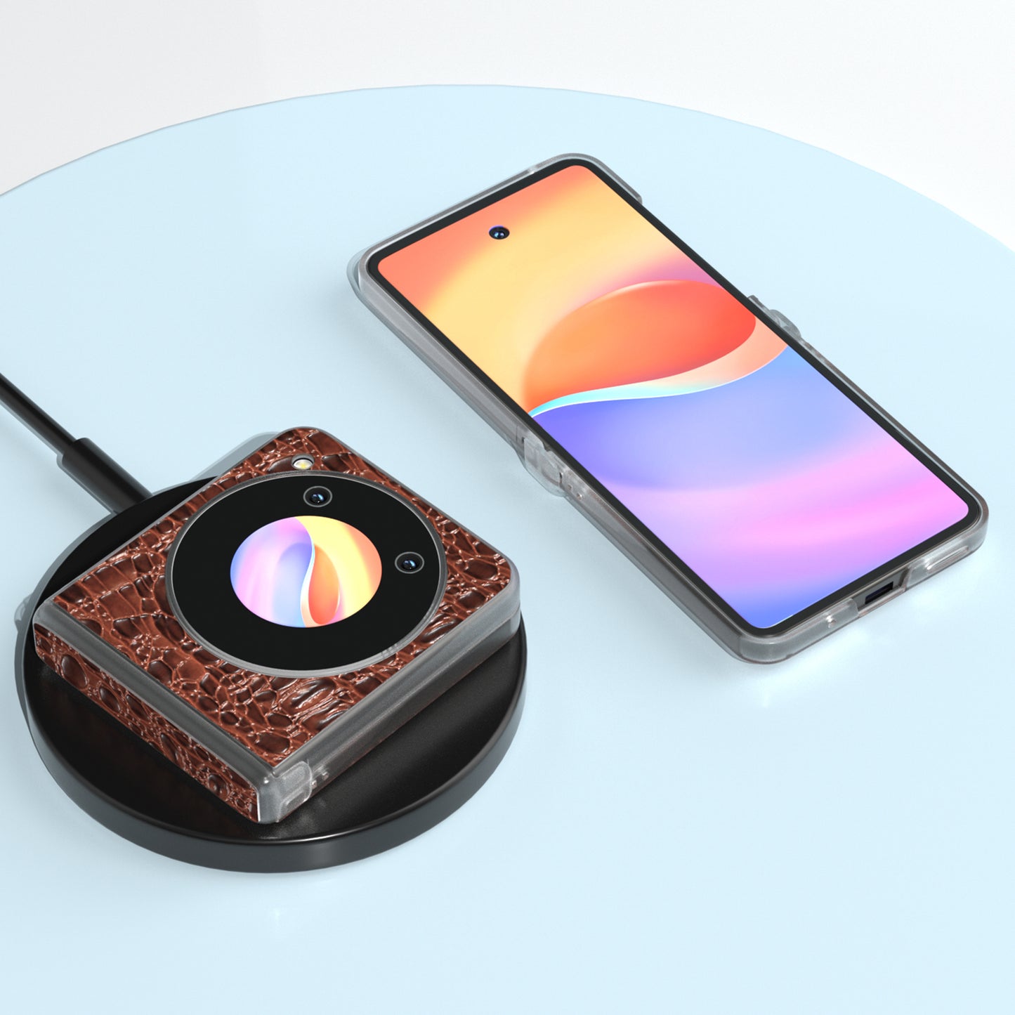 ABEEL For ZTE nubia Flip 5G Case Matte Clear Edge Canopy Texture Genuine Cow Leather Phone Cover - Coffee