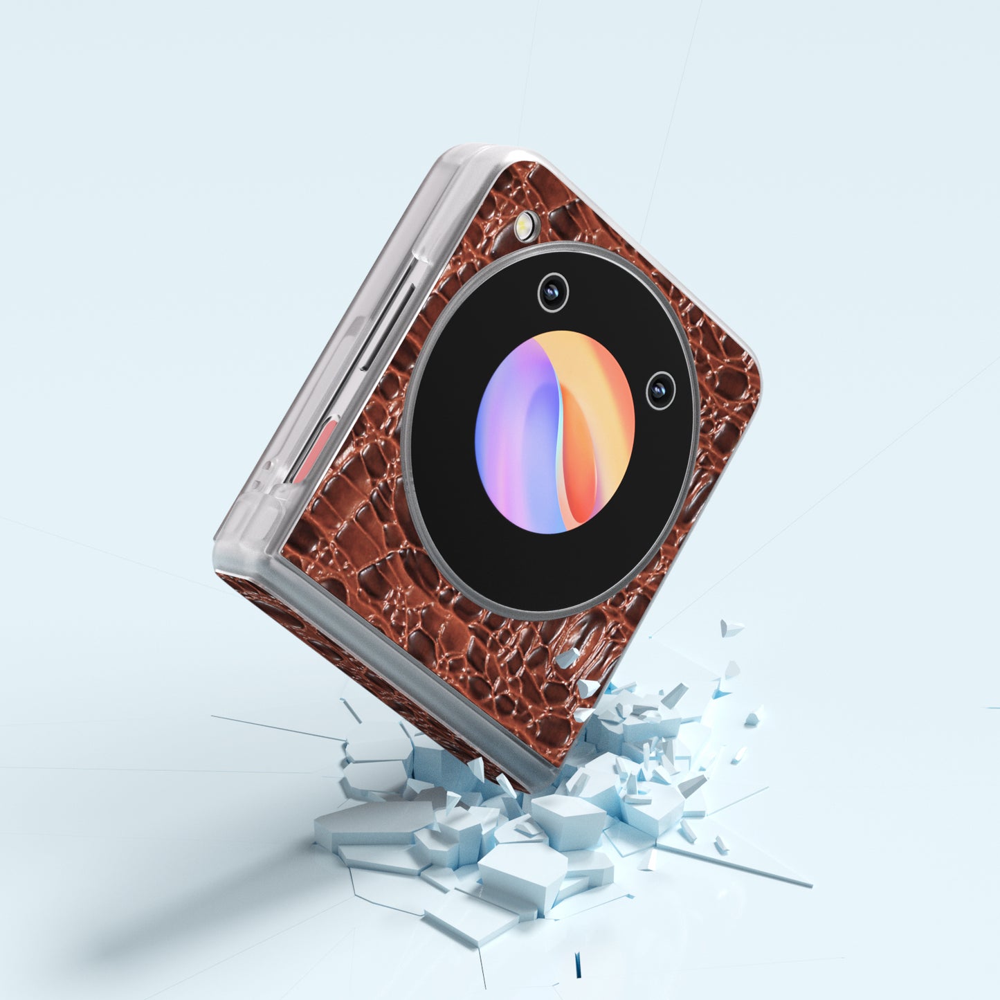 ABEEL For ZTE nubia Flip 5G Case Matte Clear Edge Canopy Texture Genuine Cow Leather Phone Cover - Coffee