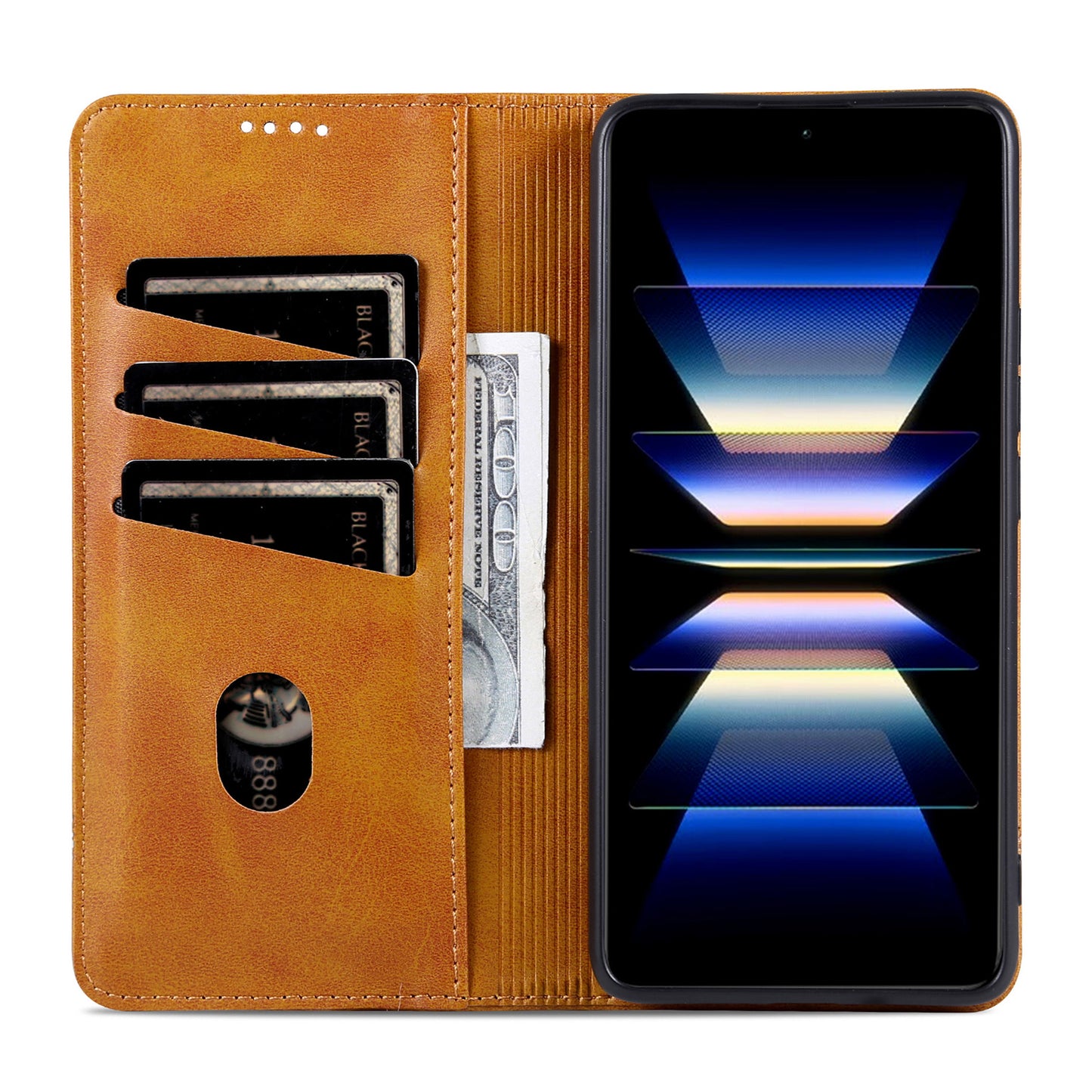AZNS For Xiaomi Redmi Note 13 Pro 4G / Poco M6 Pro 4G Magnetic Case PU Leather Stand Phone Cover - Brown