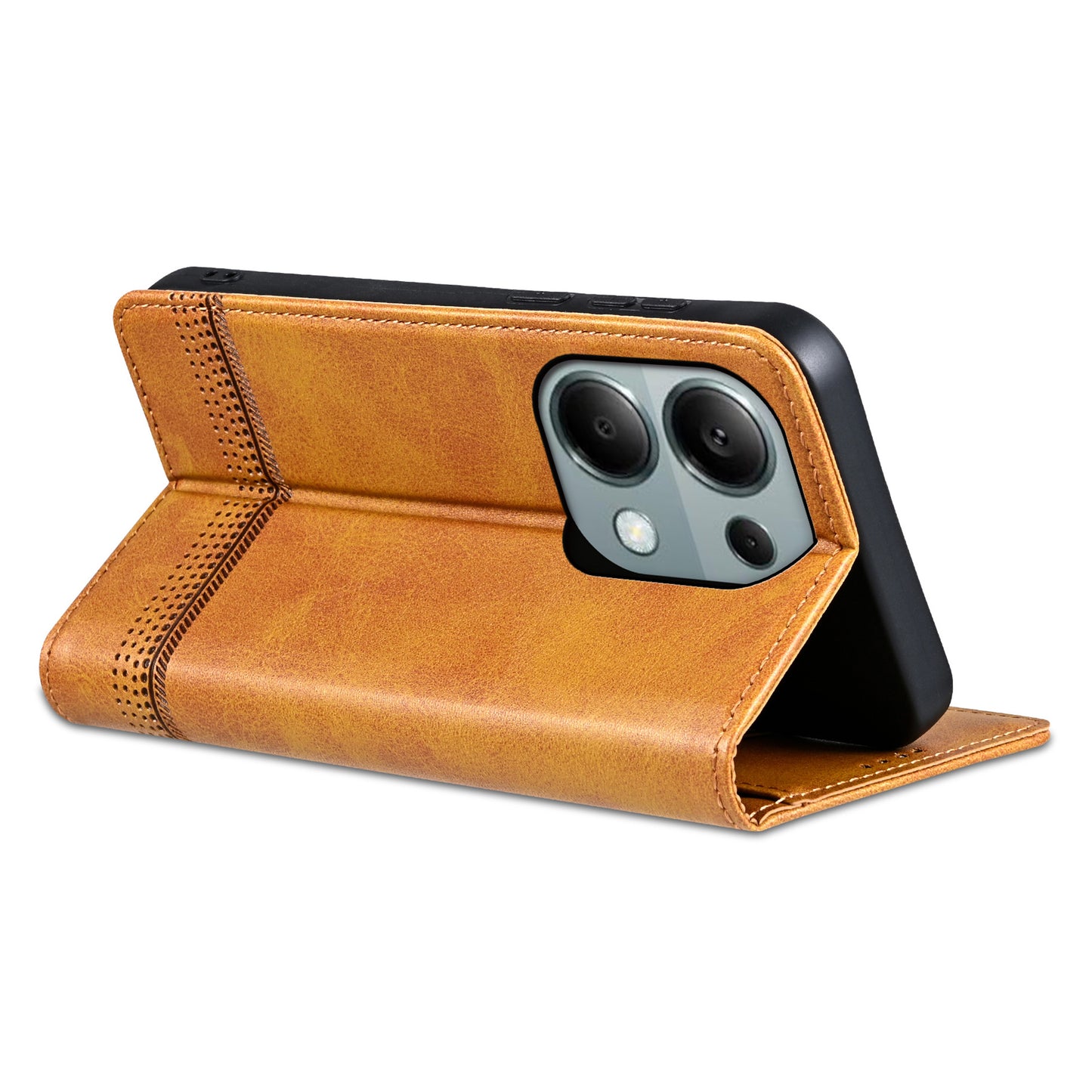 AZNS For Xiaomi Redmi Note 13 Pro 4G / Poco M6 Pro 4G Magnetic Case PU Leather Stand Phone Cover - Brown