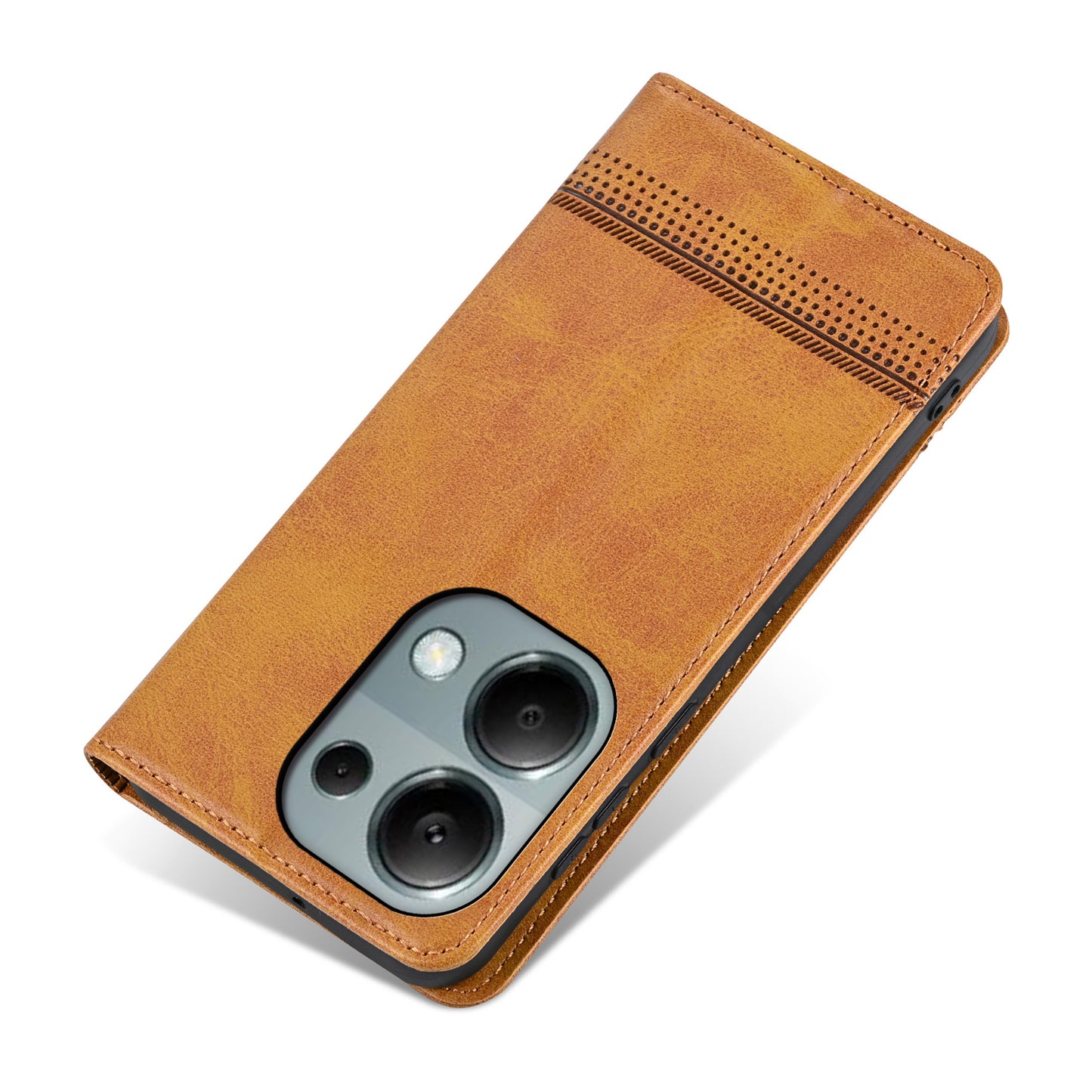 AZNS For Xiaomi Redmi Note 13 Pro 4G / Poco M6 Pro 4G Magnetic Case PU Leather Stand Phone Cover - Brown