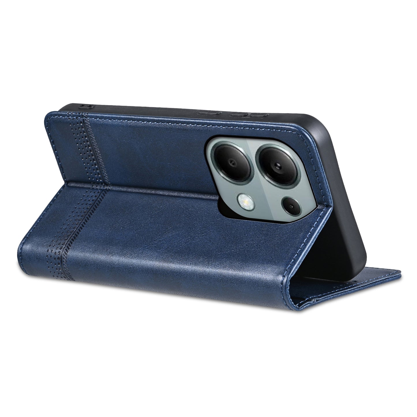 AZNS For Xiaomi Redmi Note 13 Pro 4G / Poco M6 Pro 4G Magnetic Case PU Leather Stand Phone Cover - Blue