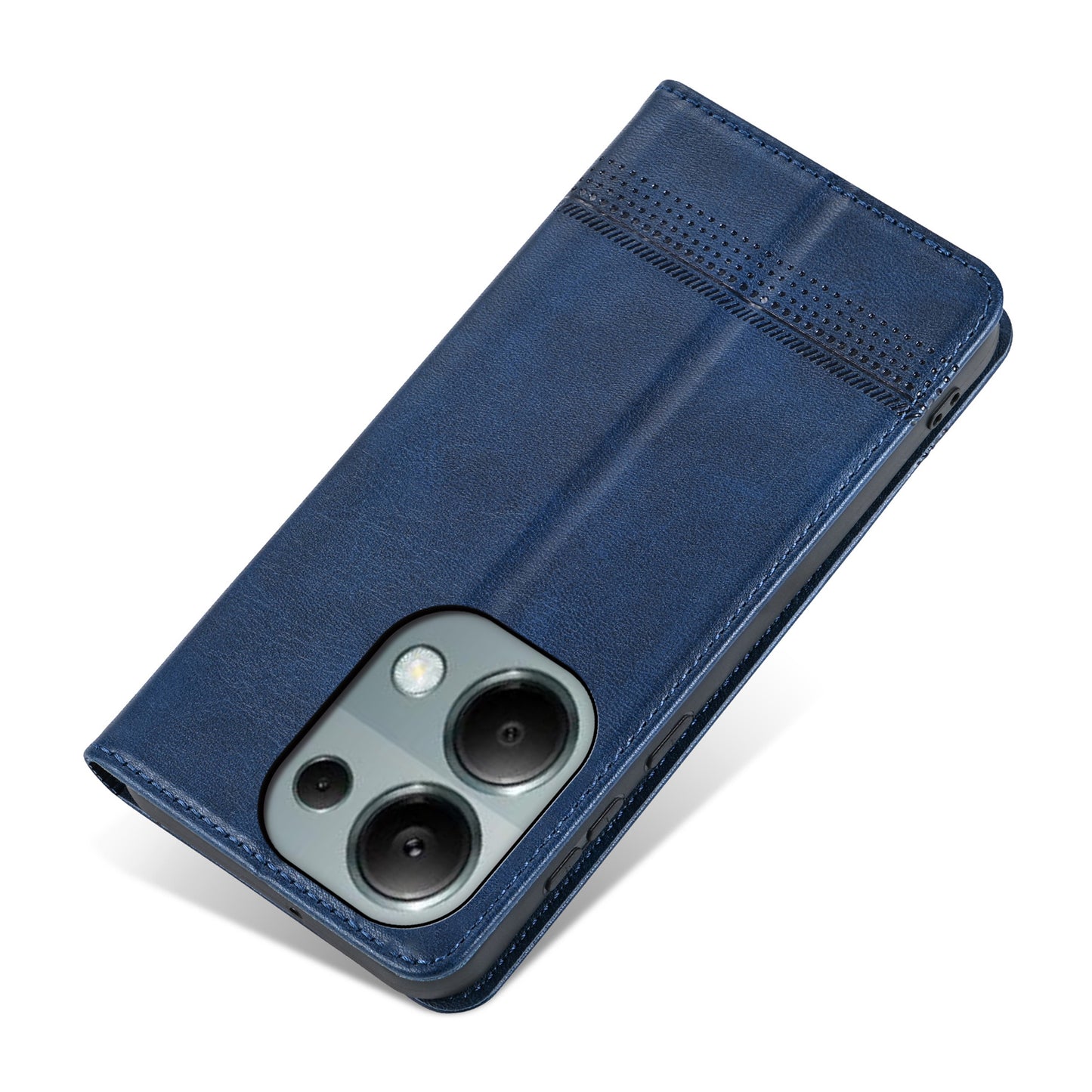 AZNS For Xiaomi Redmi Note 13 Pro 4G / Poco M6 Pro 4G Magnetic Case PU Leather Stand Phone Cover - Blue