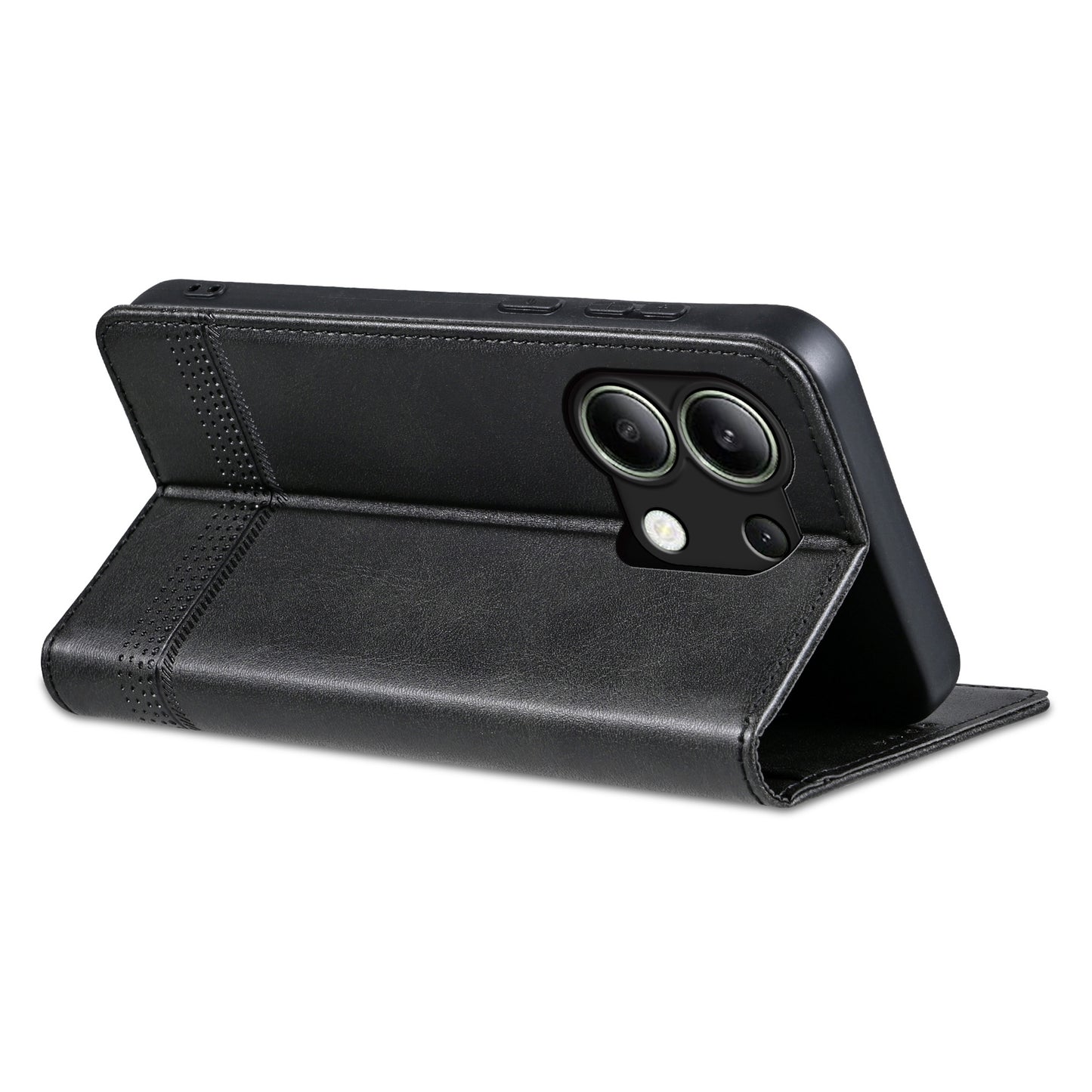 AZNS For Xiaomi Redmi Note 13 4G Wallet Case Leather Phone Cover Wholesale Supplier - Black