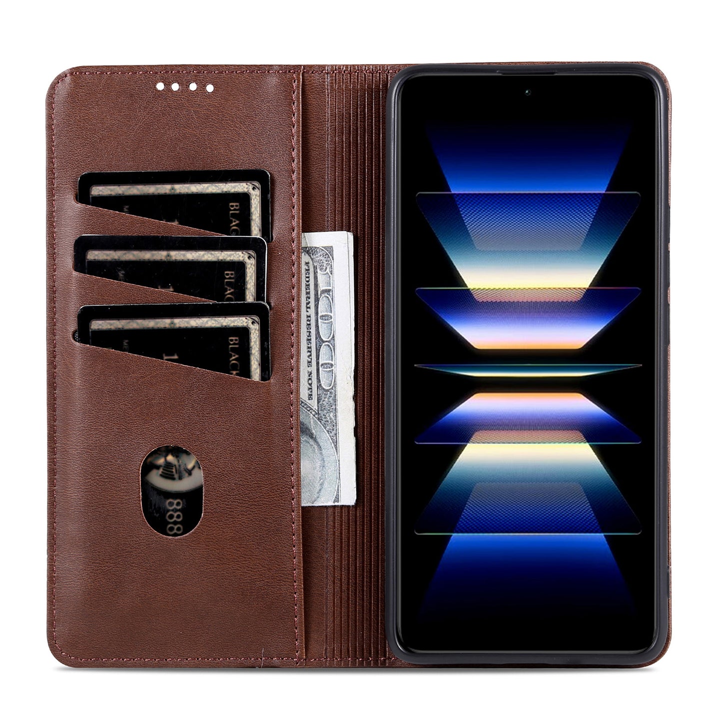 AZNS For Xiaomi Redmi Note 13 4G Wallet Case Leather Phone Cover Wholesale Supplier - Coffee