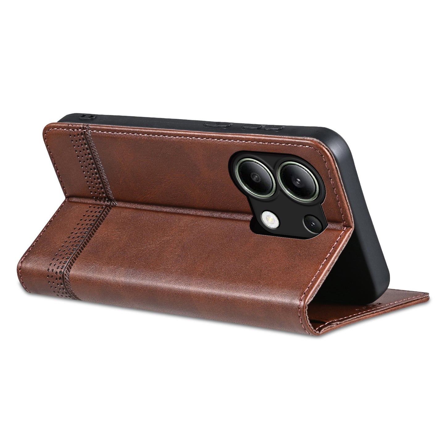 AZNS For Xiaomi Redmi Note 13 4G Wallet Case Leather Phone Cover Wholesale Supplier - Coffee