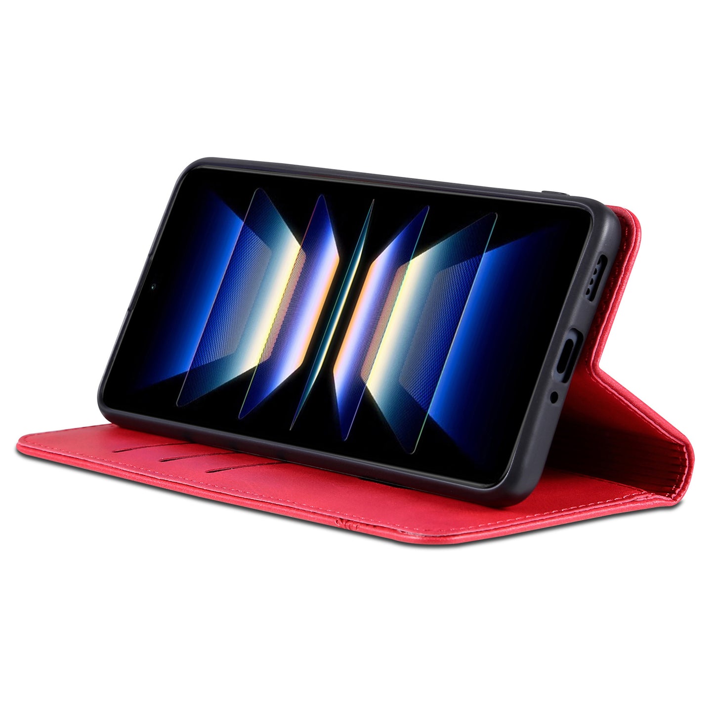AZNS For Xiaomi Redmi Note 13 4G Wallet Case Leather Phone Cover Wholesale Supplier - Red