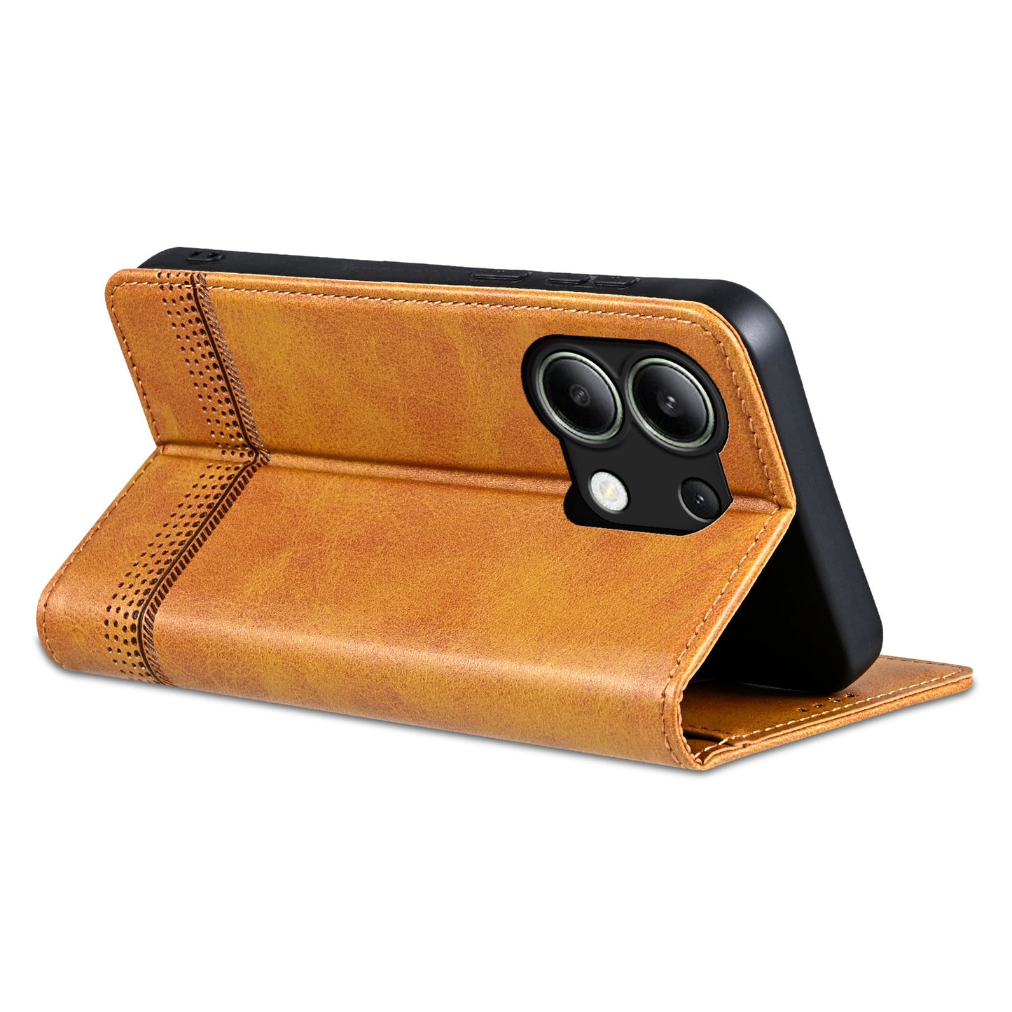 AZNS For Xiaomi Redmi Note 13 4G Wallet Case Leather Phone Cover Wholesale Supplier - Brown