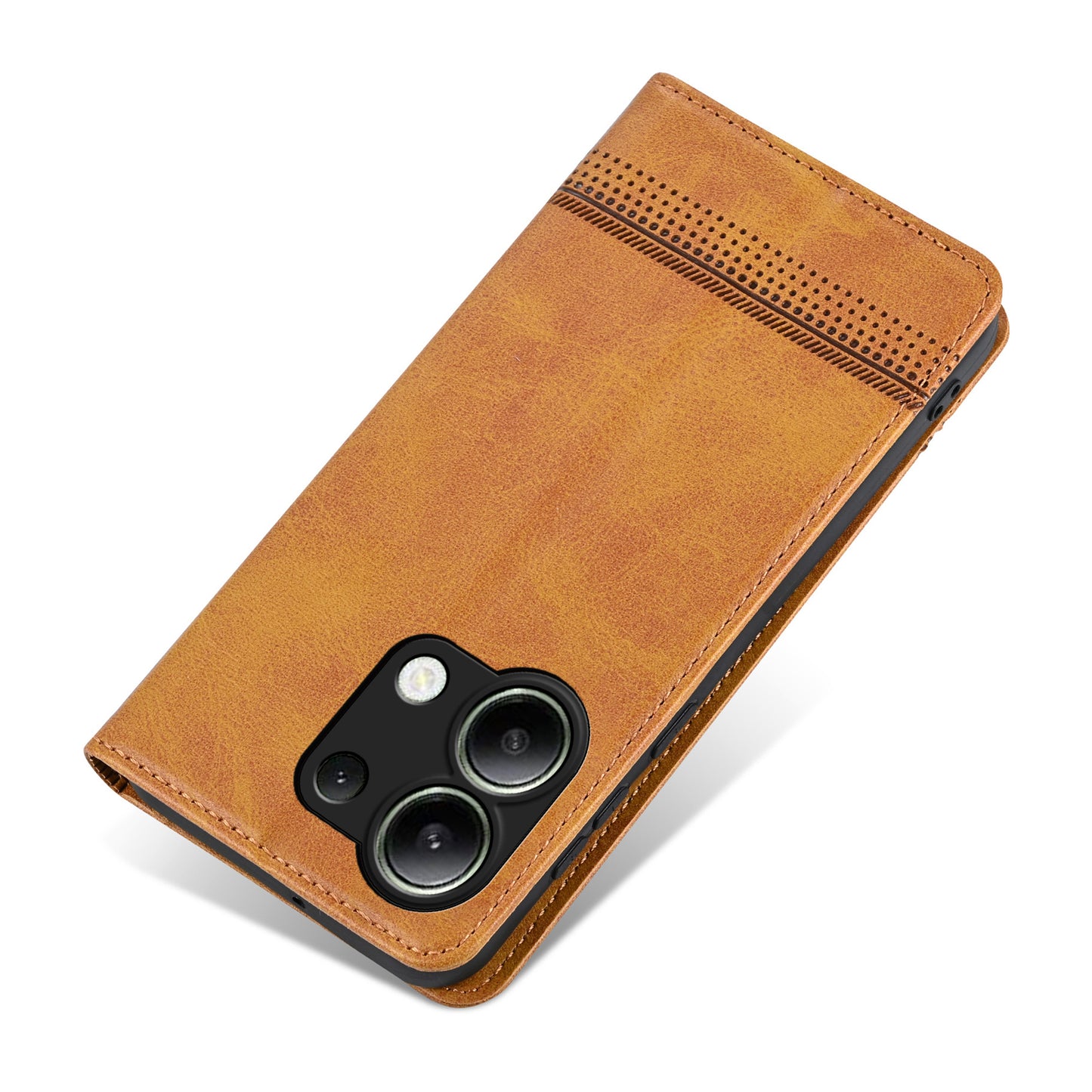 AZNS For Xiaomi Redmi Note 13 4G Wallet Case Leather Phone Cover Wholesale Supplier - Brown