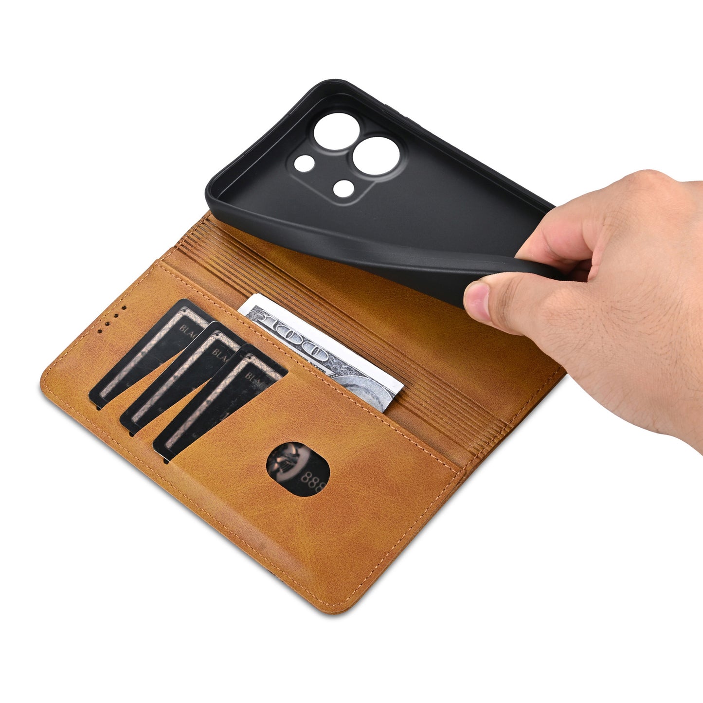 AZNS For Xiaomi Redmi Note 13 4G Wallet Case Leather Phone Cover Wholesale Supplier - Brown
