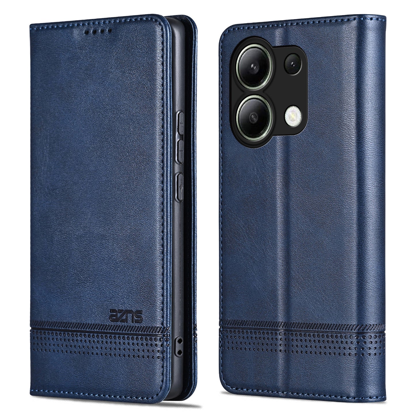 AZNS For Xiaomi Redmi Note 13 4G Wallet Case Leather Phone Cover Wholesale Supplier - Blue
