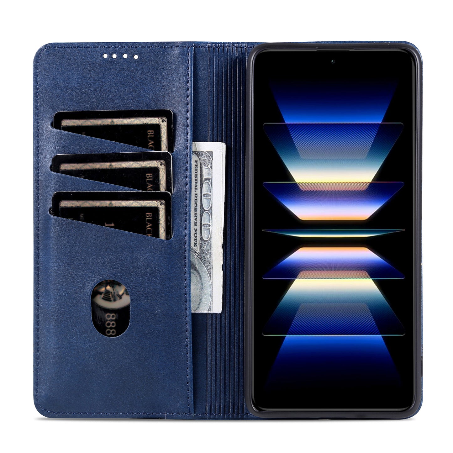 AZNS For Xiaomi Redmi Note 13 4G Wallet Case Leather Phone Cover Wholesale Supplier - Blue