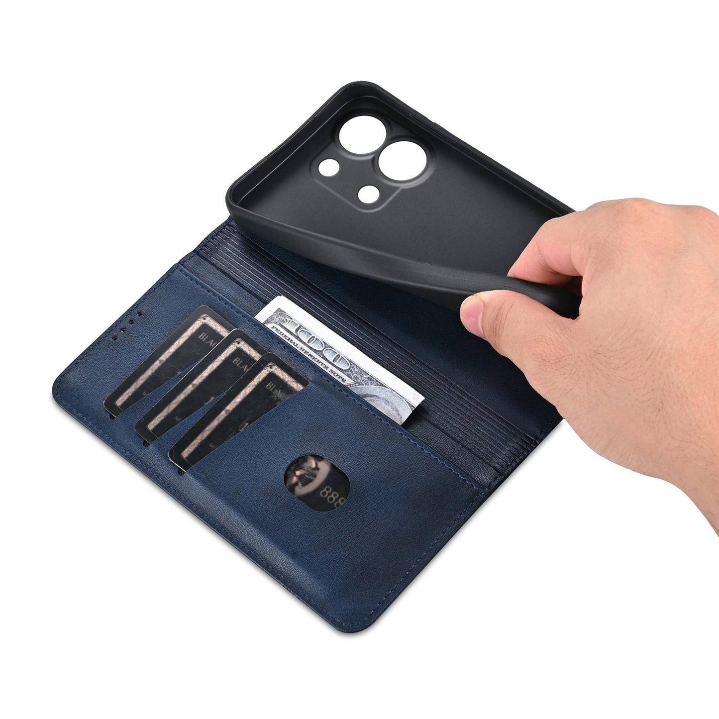 AZNS For Xiaomi Redmi Note 13 4G Wallet Case Leather Phone Cover Wholesale Supplier - Blue