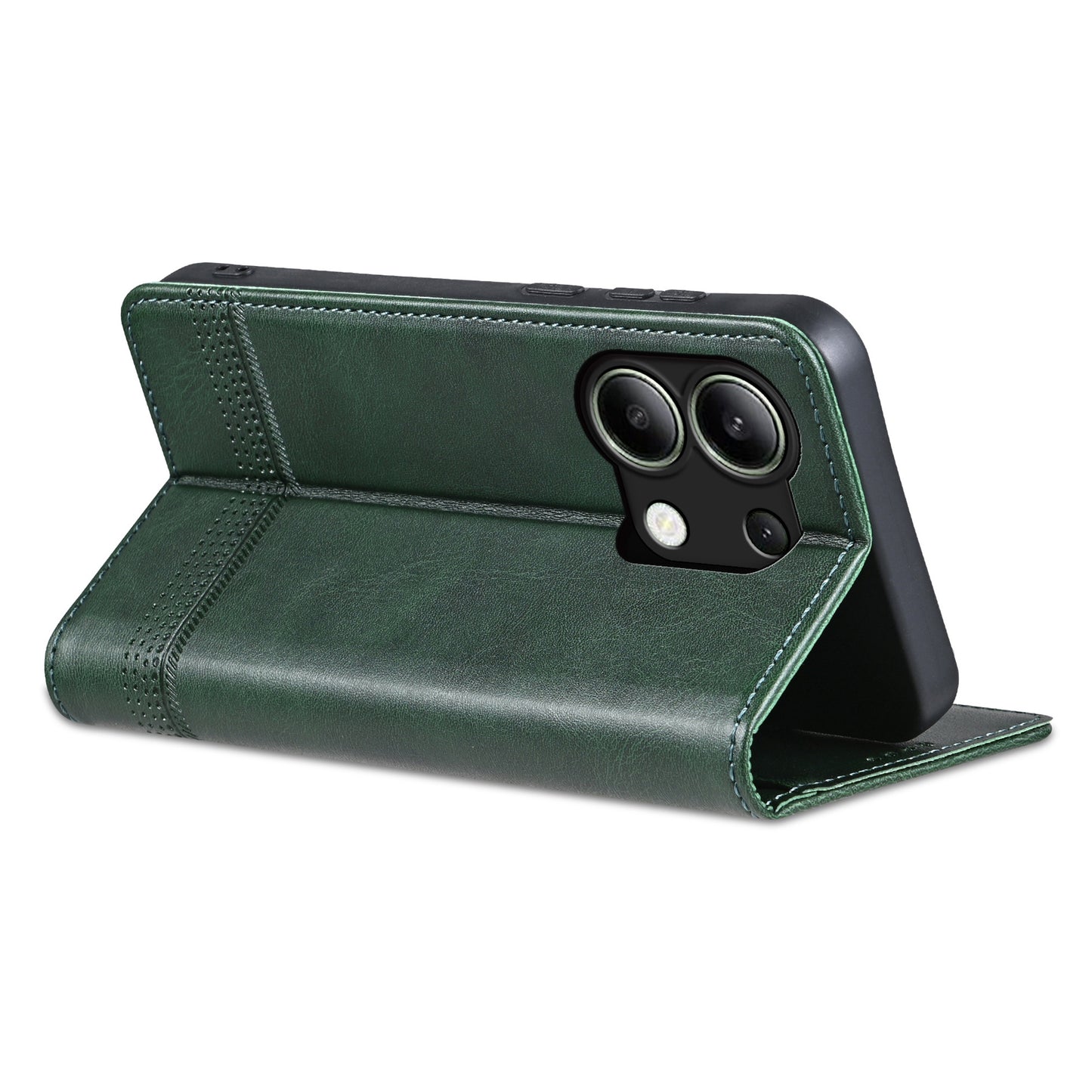 AZNS For Xiaomi Redmi Note 13 4G Wallet Case Leather Phone Cover Wholesale Supplier - Green