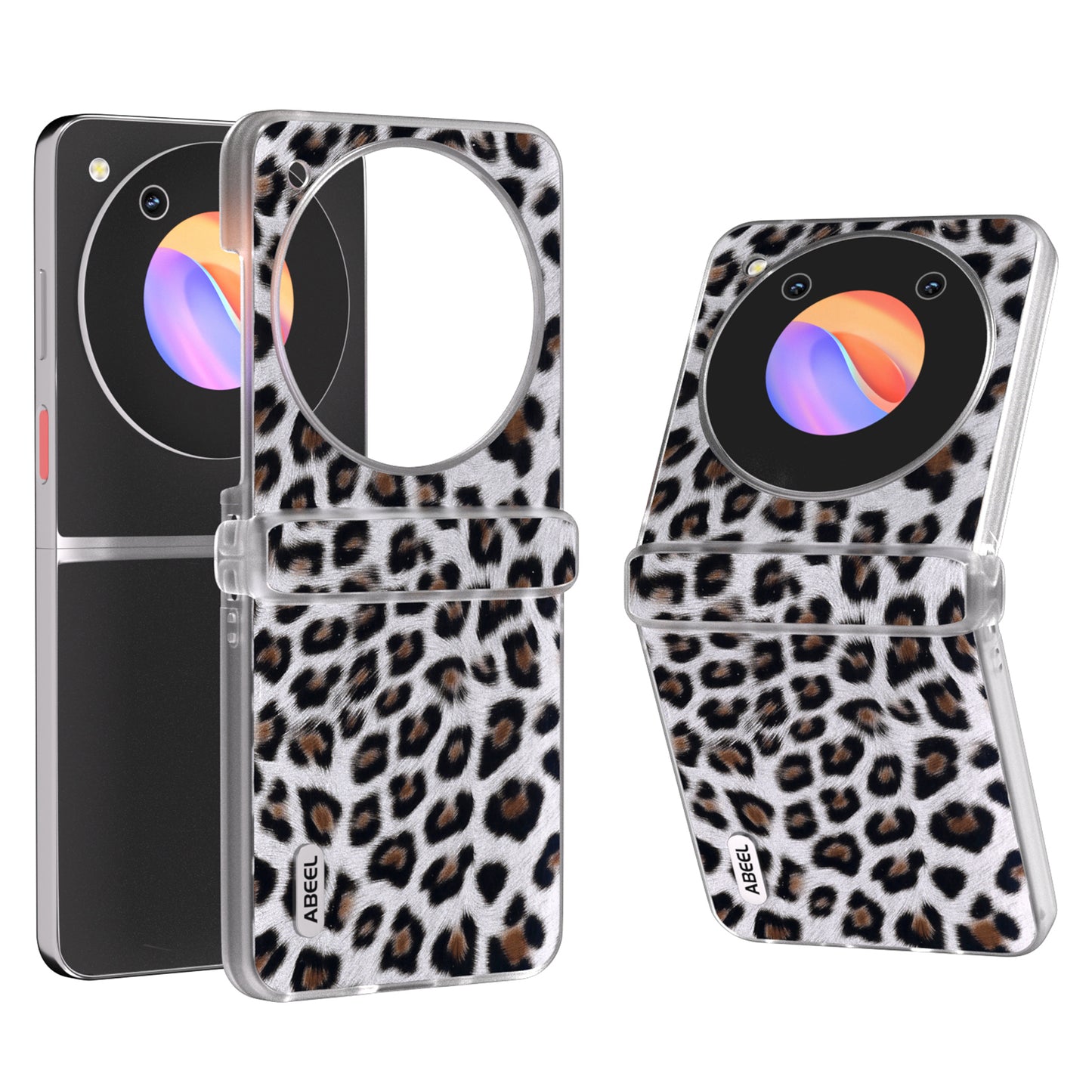ABEEL For ZTE Libero Flip / nubia Flip 5G Case Clear Matte Edge Leather Leopard Print Texture Phone Cover - Silver