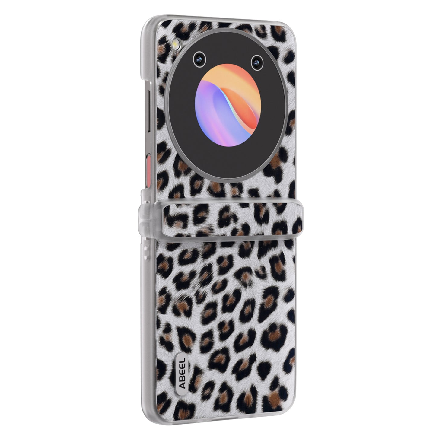 ABEEL For ZTE Libero Flip / nubia Flip 5G Case Clear Matte Edge Leather Leopard Print Texture Phone Cover - Silver