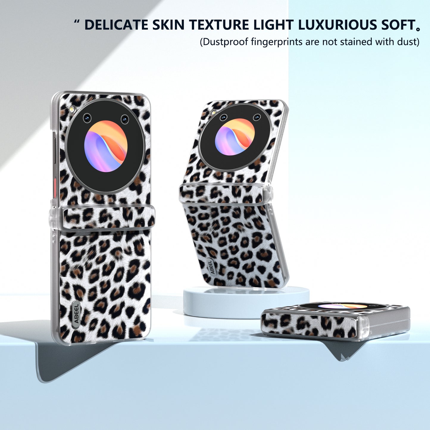 ABEEL For ZTE Libero Flip / nubia Flip 5G Case Clear Matte Edge Leather Leopard Print Texture Phone Cover - Silver