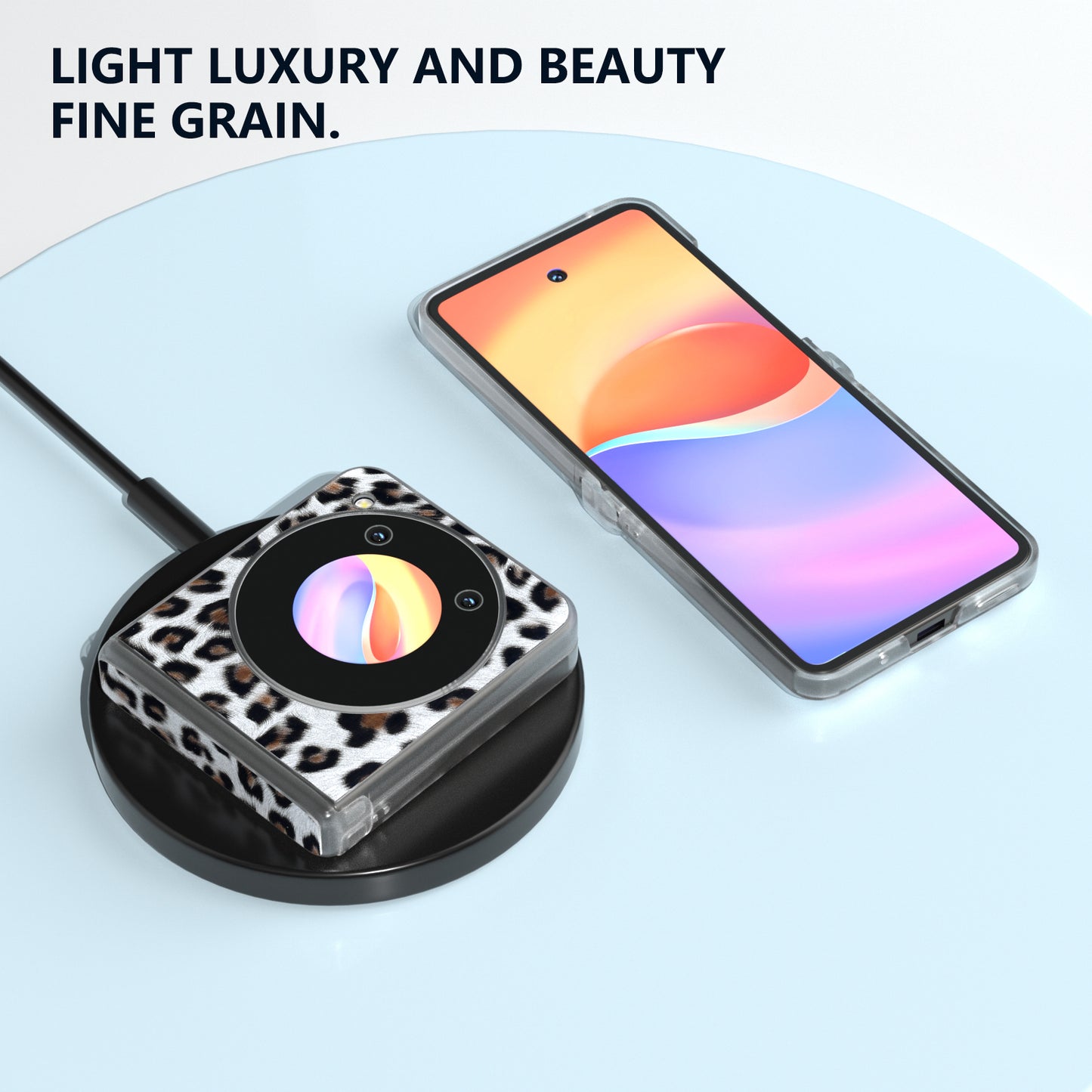 ABEEL For ZTE Libero Flip / nubia Flip 5G Case Clear Matte Edge Leather Leopard Print Texture Phone Cover - Silver