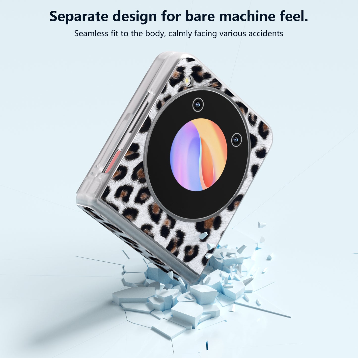 ABEEL For ZTE Libero Flip / nubia Flip 5G Case Clear Matte Edge Leather Leopard Print Texture Phone Cover - Silver