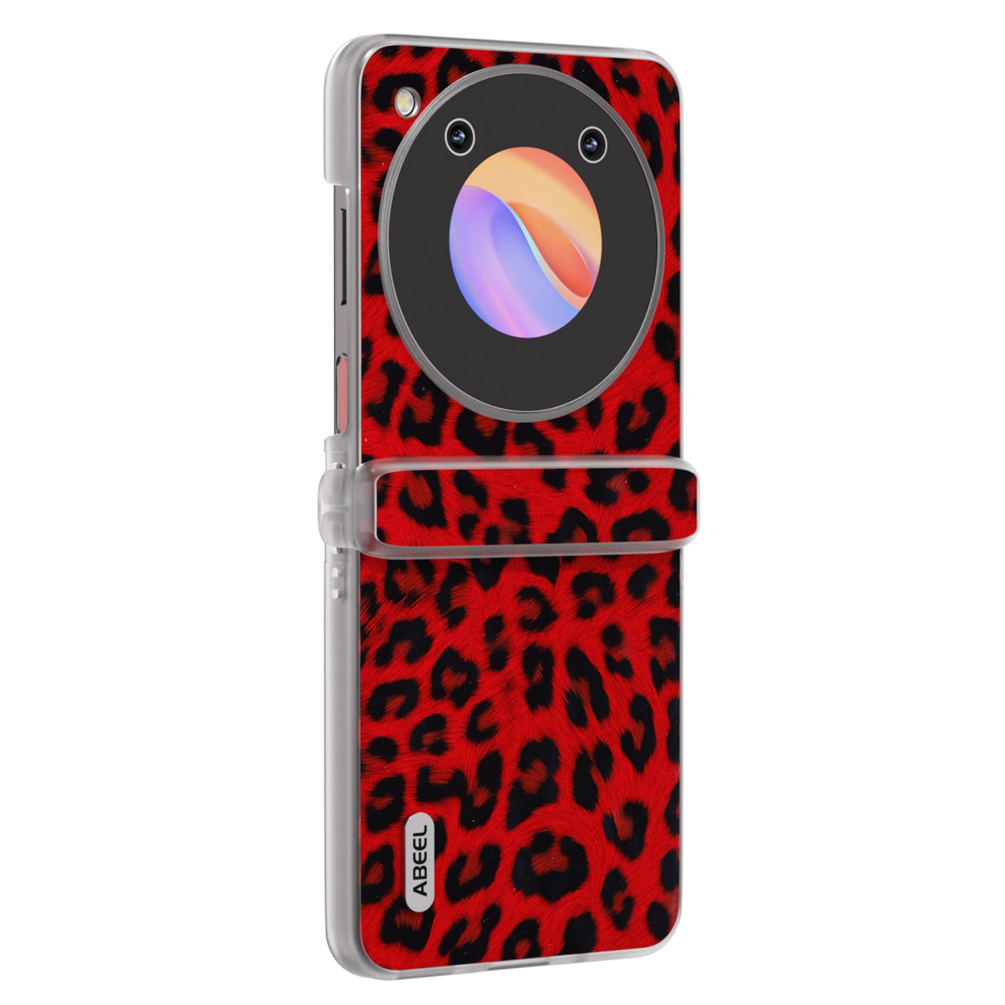 ABEEL For ZTE Libero Flip / nubia Flip 5G Case Clear Matte Edge Leather Leopard Print Texture Phone Cover - Red
