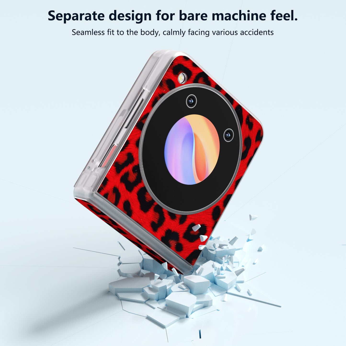 ABEEL For ZTE Libero Flip / nubia Flip 5G Case Clear Matte Edge Leather Leopard Print Texture Phone Cover - Red