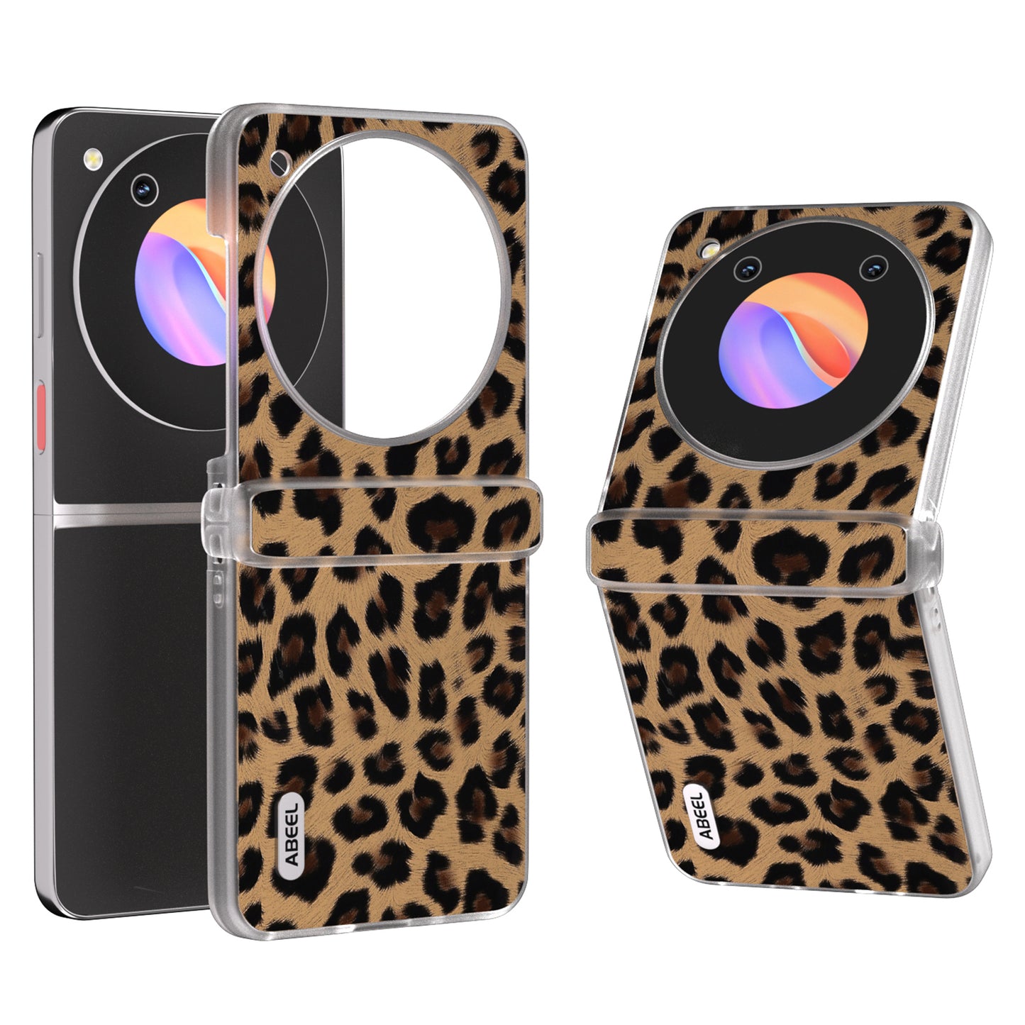 ABEEL For ZTE Libero Flip / nubia Flip 5G Case Clear Matte Edge Leather Leopard Print Texture Phone Cover - Champagne Gold