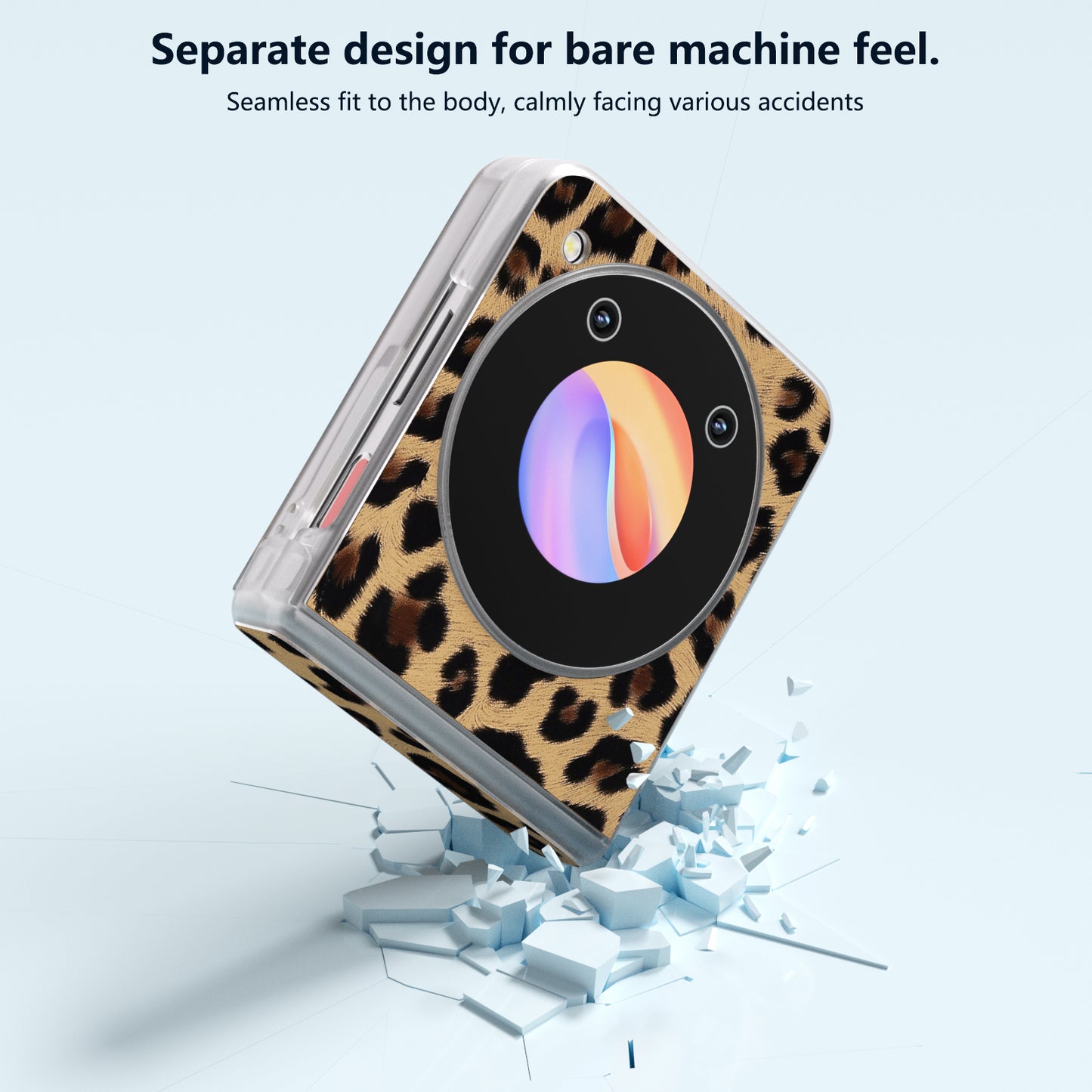 ABEEL For ZTE Libero Flip / nubia Flip 5G Case Clear Matte Edge Leather Leopard Print Texture Phone Cover - Champagne Gold