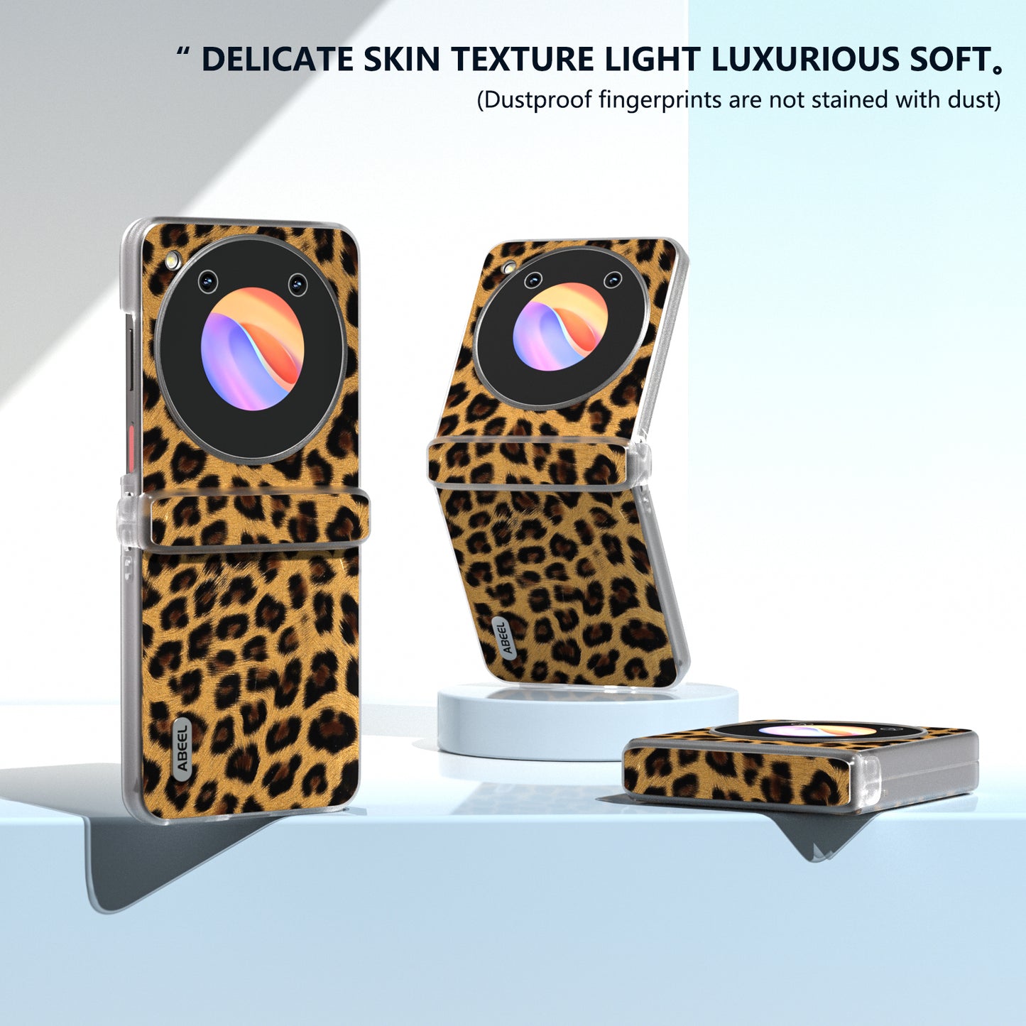 ABEEL For ZTE Libero Flip / nubia Flip 5G Case Clear Matte Edge Leather Leopard Print Texture Phone Cover - Gold