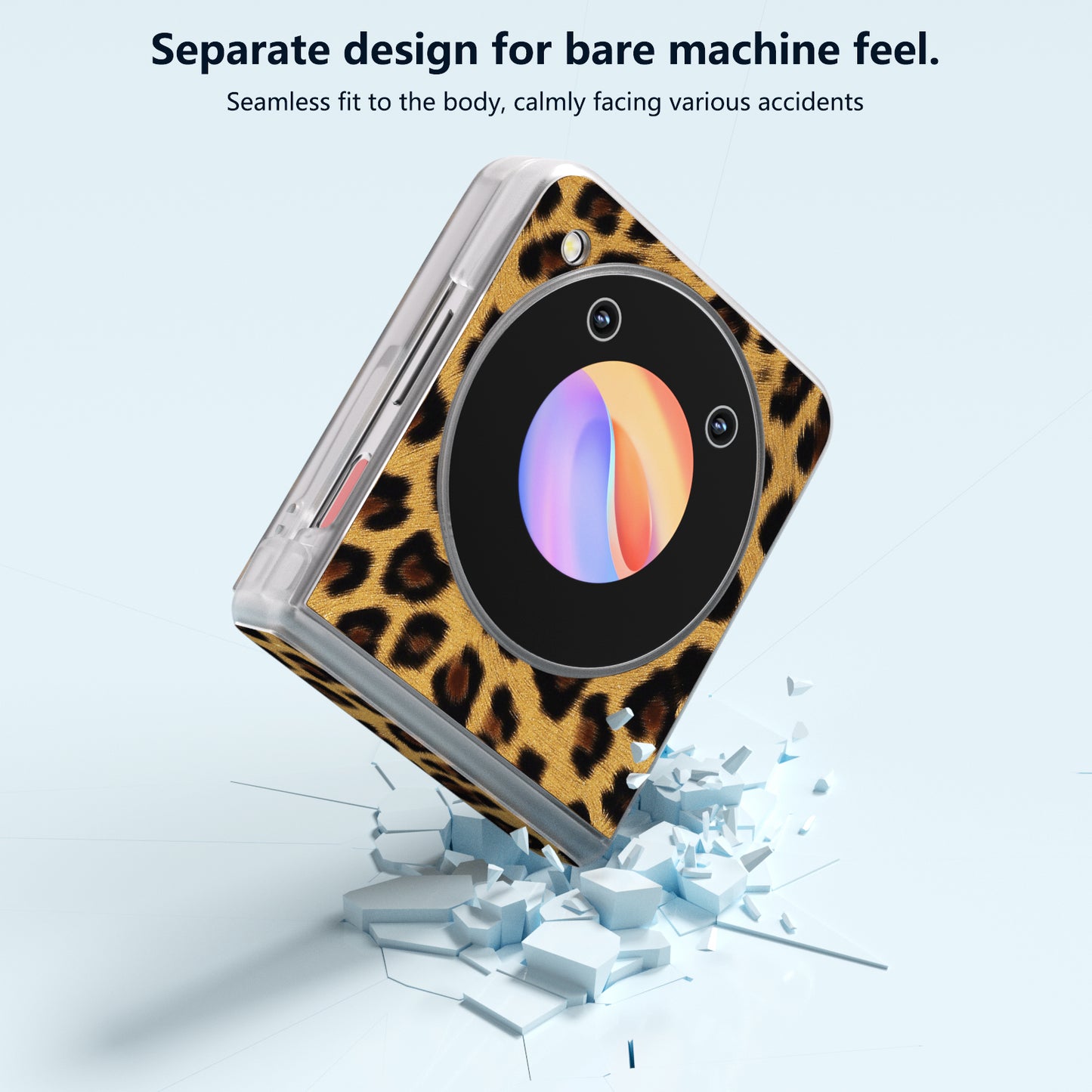 ABEEL For ZTE Libero Flip / nubia Flip 5G Case Clear Matte Edge Leather Leopard Print Texture Phone Cover - Gold