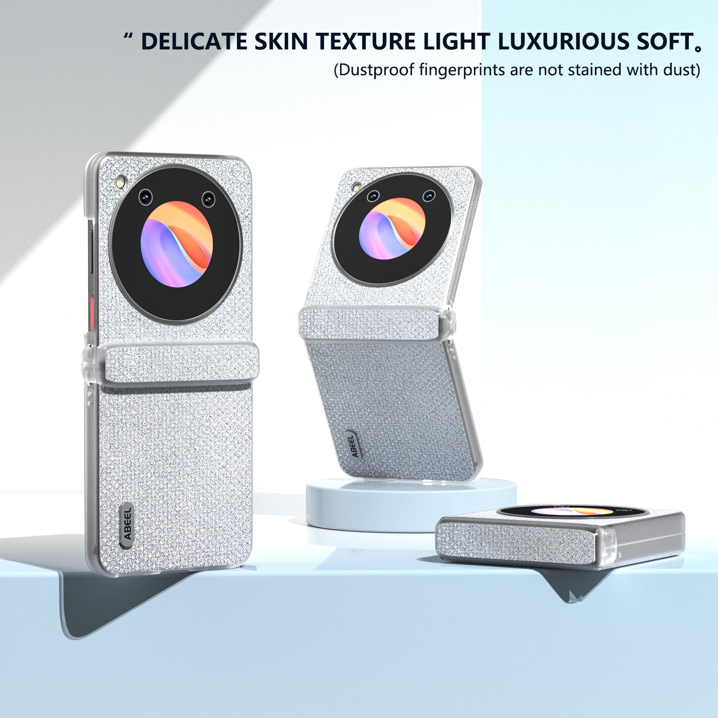 ABEEL For ZTE Libero Flip / nubia Flip 5G Case Diamond Textured PU Coated PC Matte Edge Phone Cover - Silver