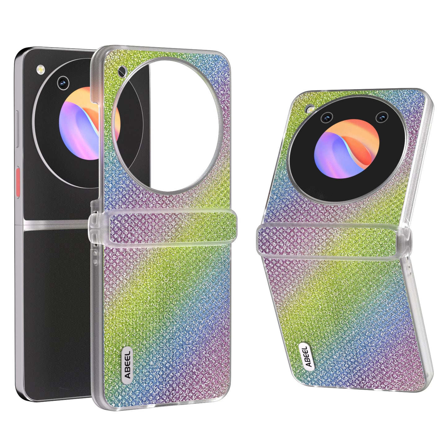 ABEEL For ZTE Libero Flip / nubia Flip 5G Case Diamond Textured PU Coated PC Matte Edge Phone Cover - Rainbow