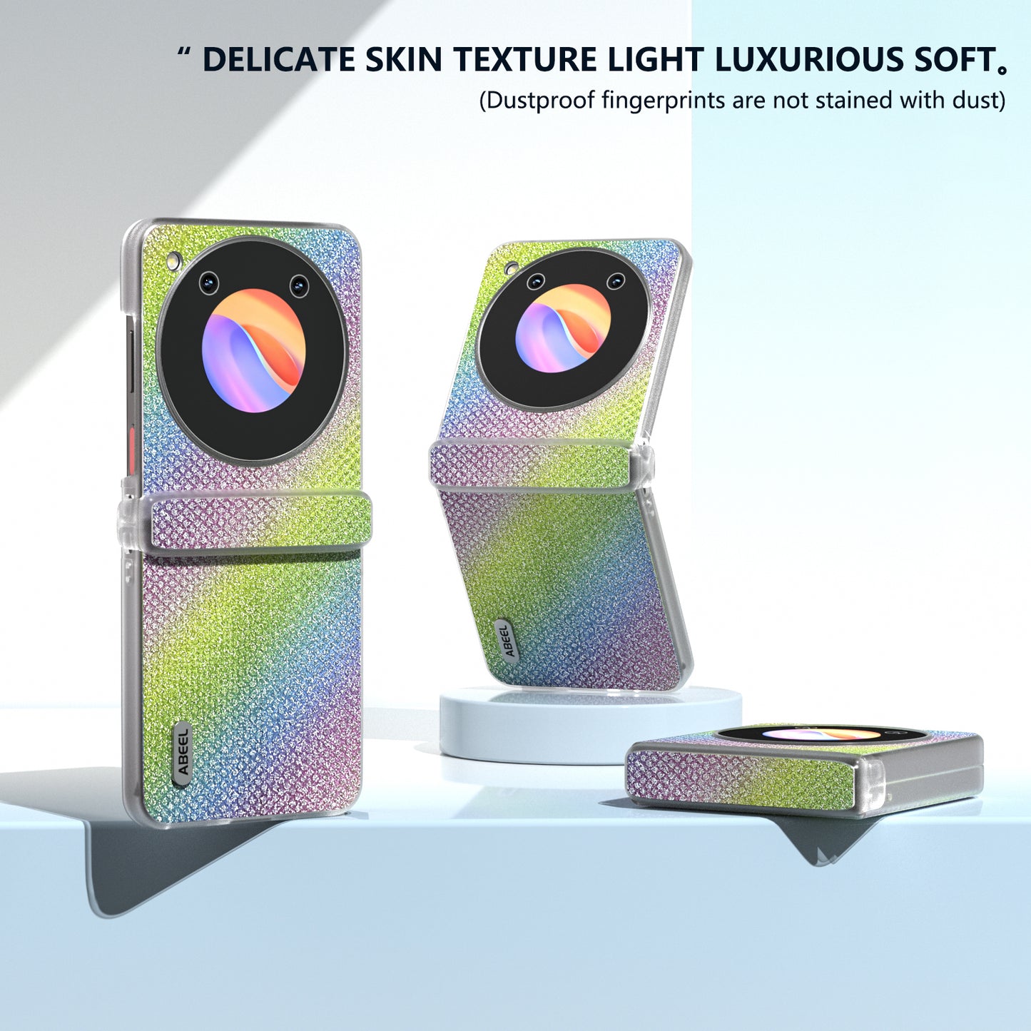 ABEEL For ZTE Libero Flip / nubia Flip 5G Case Diamond Textured PU Coated PC Matte Edge Phone Cover - Rainbow