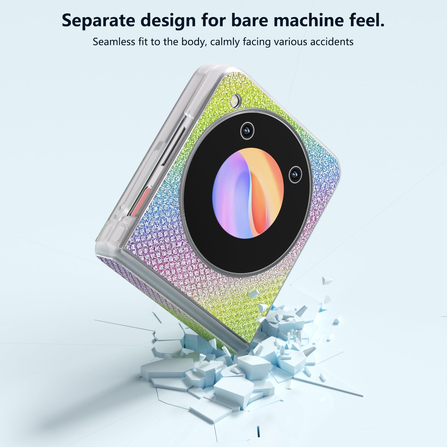 ABEEL For ZTE Libero Flip / nubia Flip 5G Case Diamond Textured PU Coated PC Matte Edge Phone Cover - Rainbow