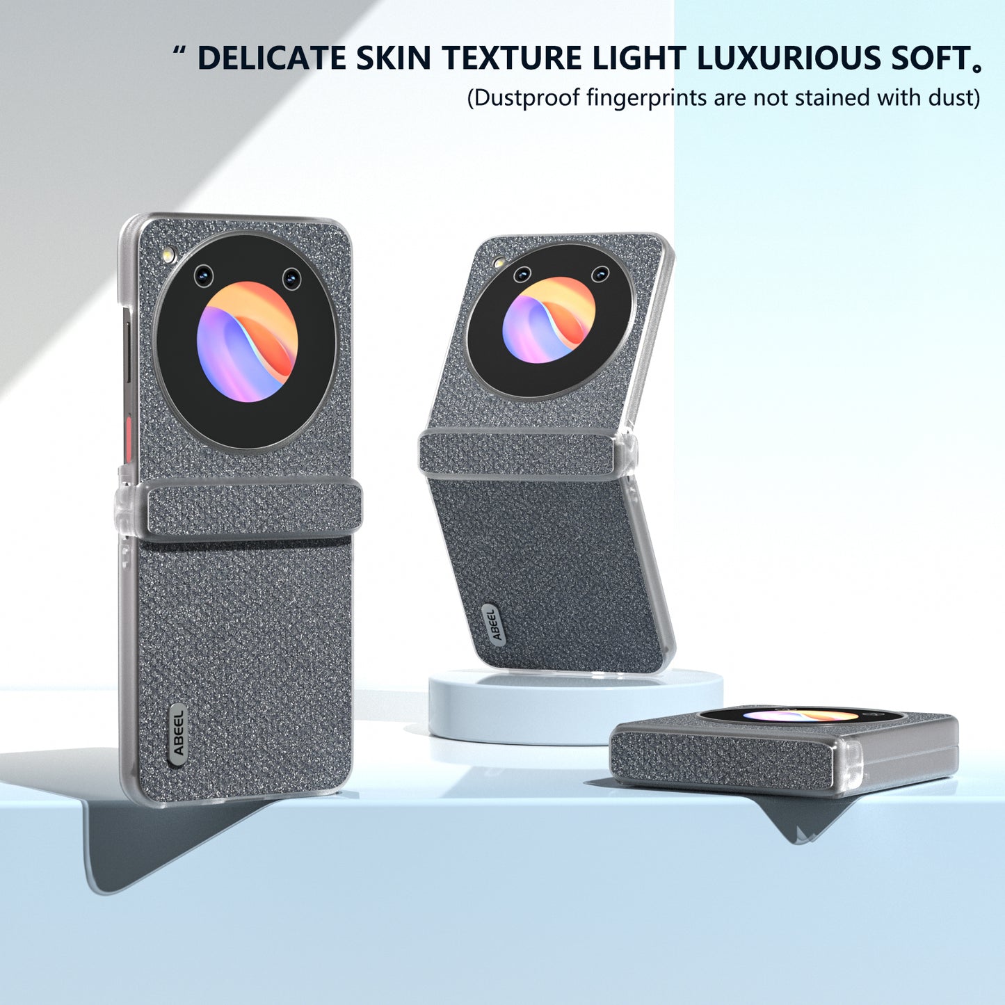 ABEEL For ZTE Libero Flip / nubia Flip 5G Case Diamond Textured PU Coated PC Matte Edge Phone Cover - Grey