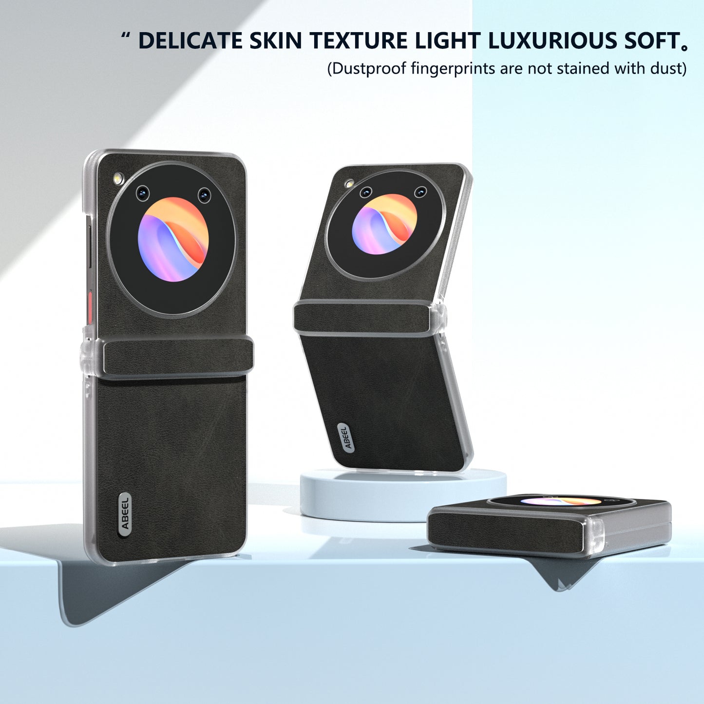 ABEEL For ZTE Libero Flip / nubia Flip 5G Case Leather Cowhide Texture Phone Shell with Clear Matte Edge - Black