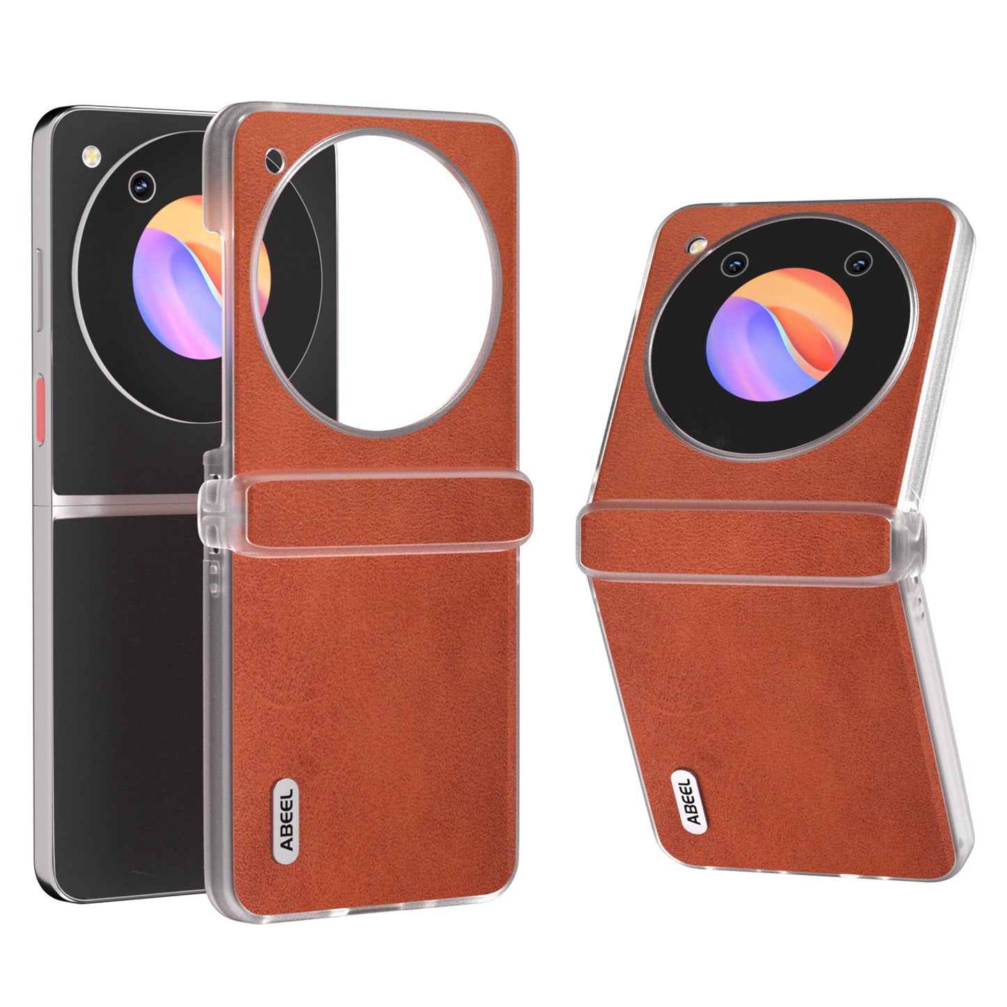 ABEEL For ZTE Libero Flip / nubia Flip 5G Case Leather Cowhide Texture Phone Shell with Clear Matte Edge - Brown