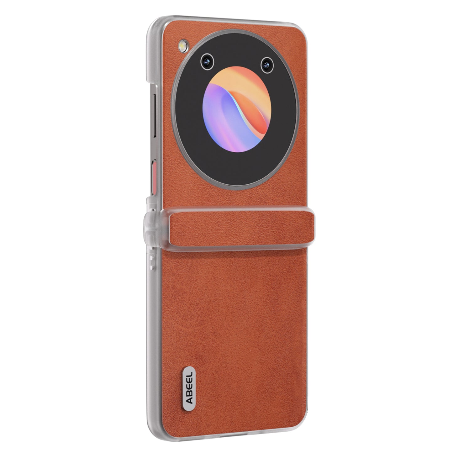 ABEEL For ZTE Libero Flip / nubia Flip 5G Case Leather Cowhide Texture Phone Shell with Clear Matte Edge - Brown