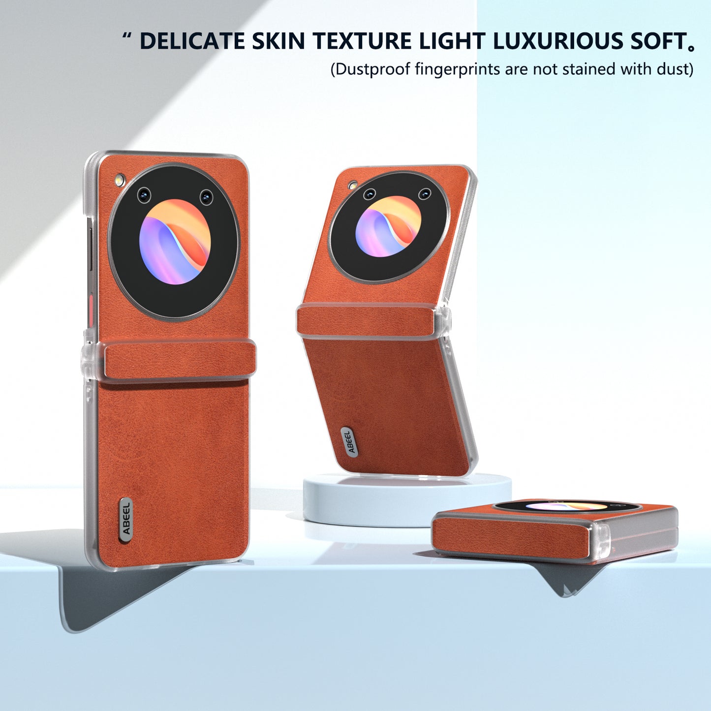 ABEEL For ZTE Libero Flip / nubia Flip 5G Case Leather Cowhide Texture Phone Shell with Clear Matte Edge - Brown